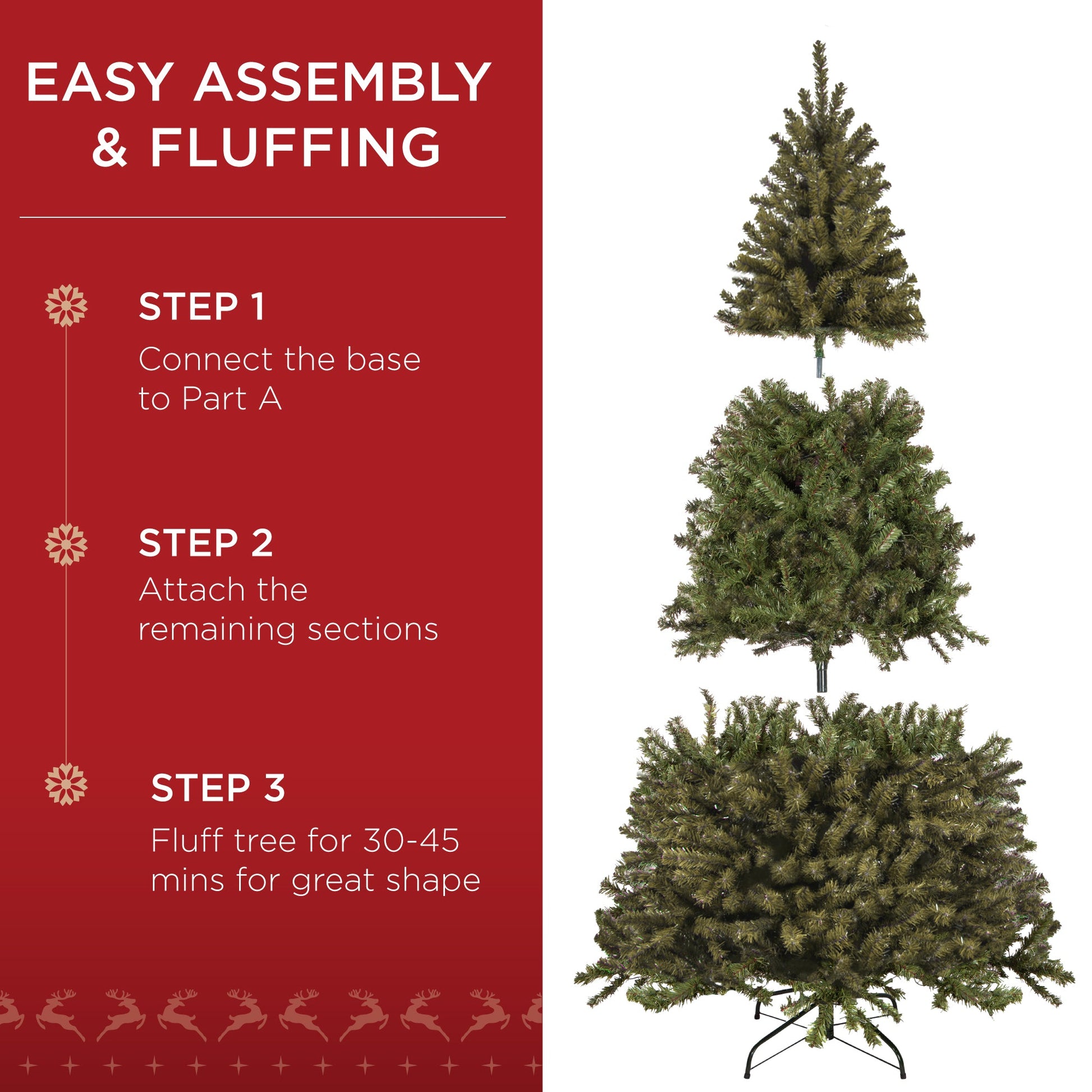 Unlit Artificial Green Spruce Christmas Tree, w/Easy Assembly