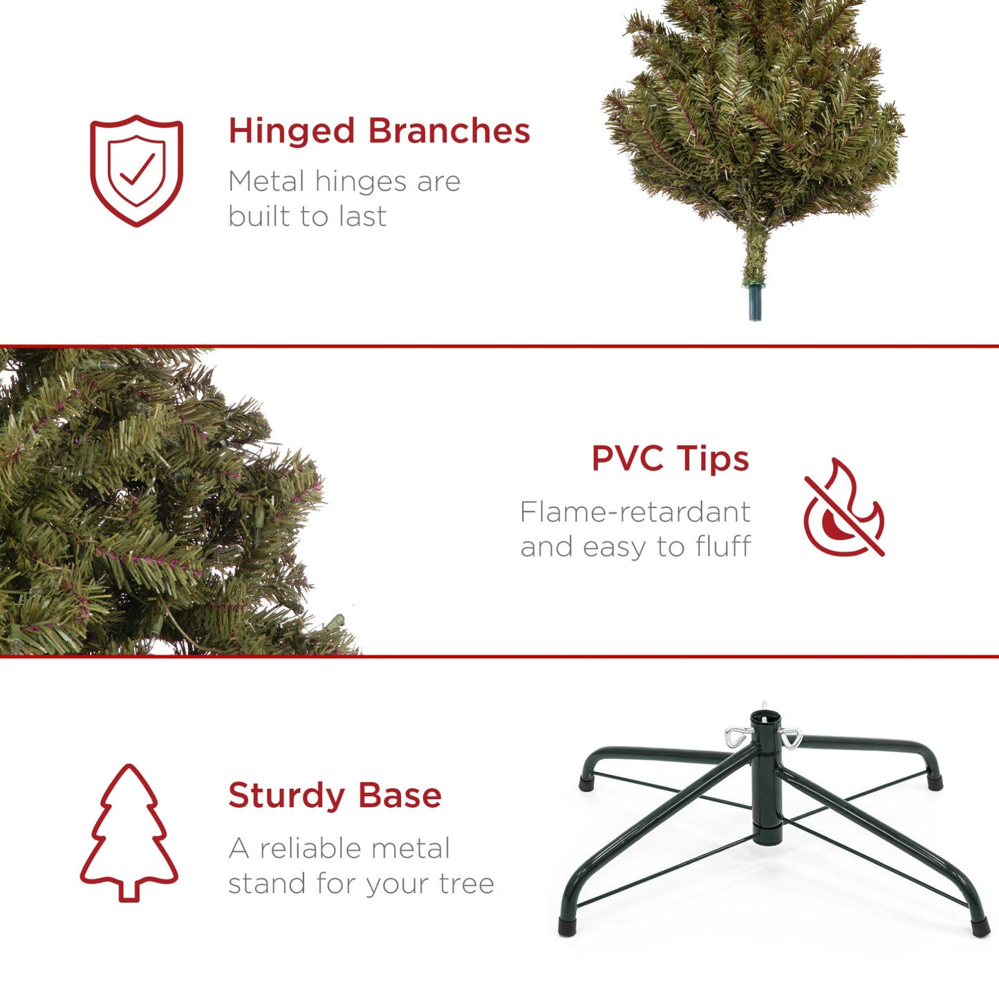 Unlit Artificial Green Spruce Christmas Tree, w/Easy Assembly