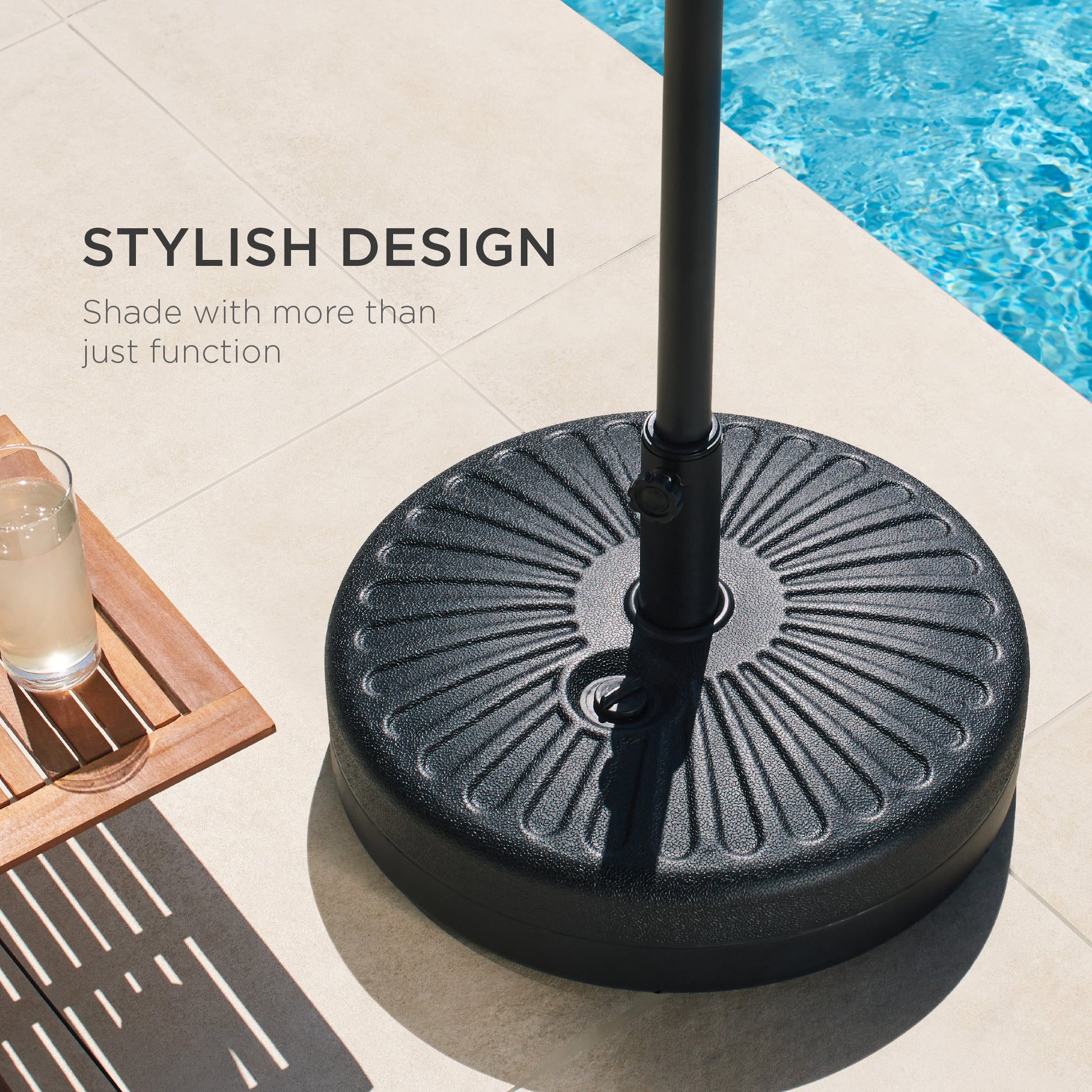 Plastic Patio Umbrella Base Pole Holder Accessory w/ Adjustable Knob