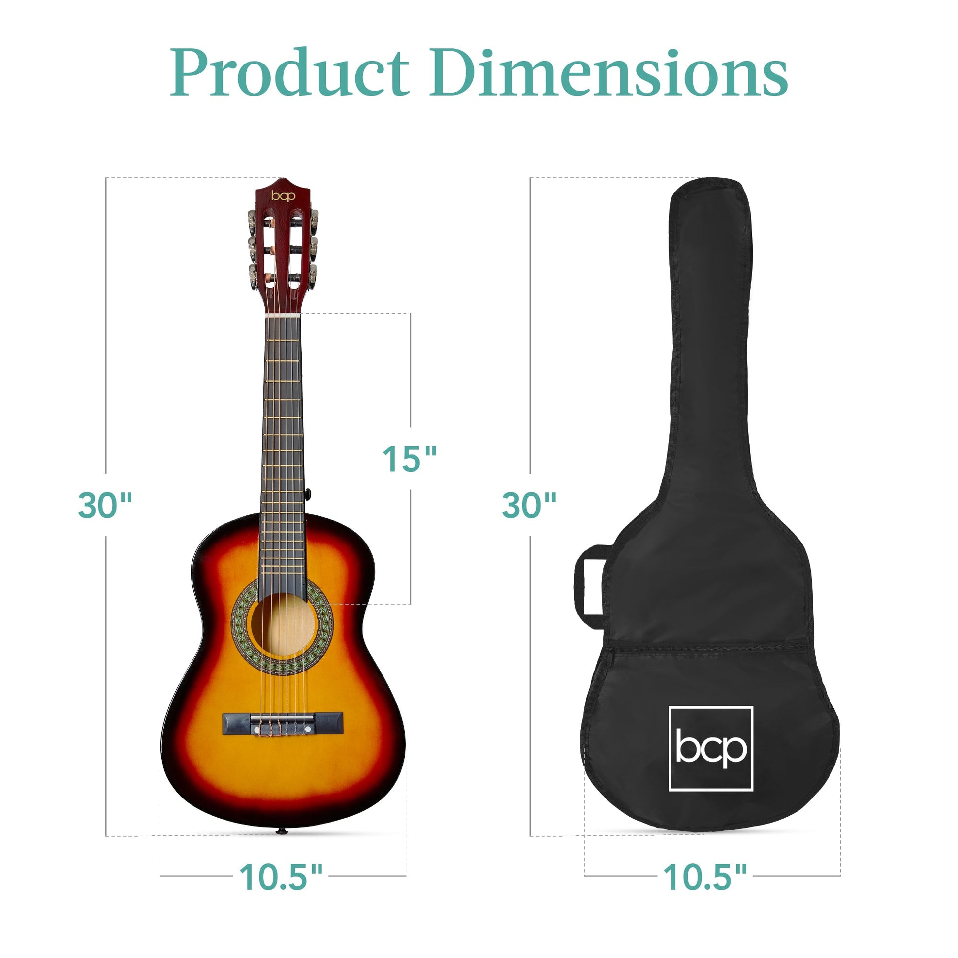 Kids Acoustic Guitar Beginner Starter Kit w/ Carrying Case - 30in