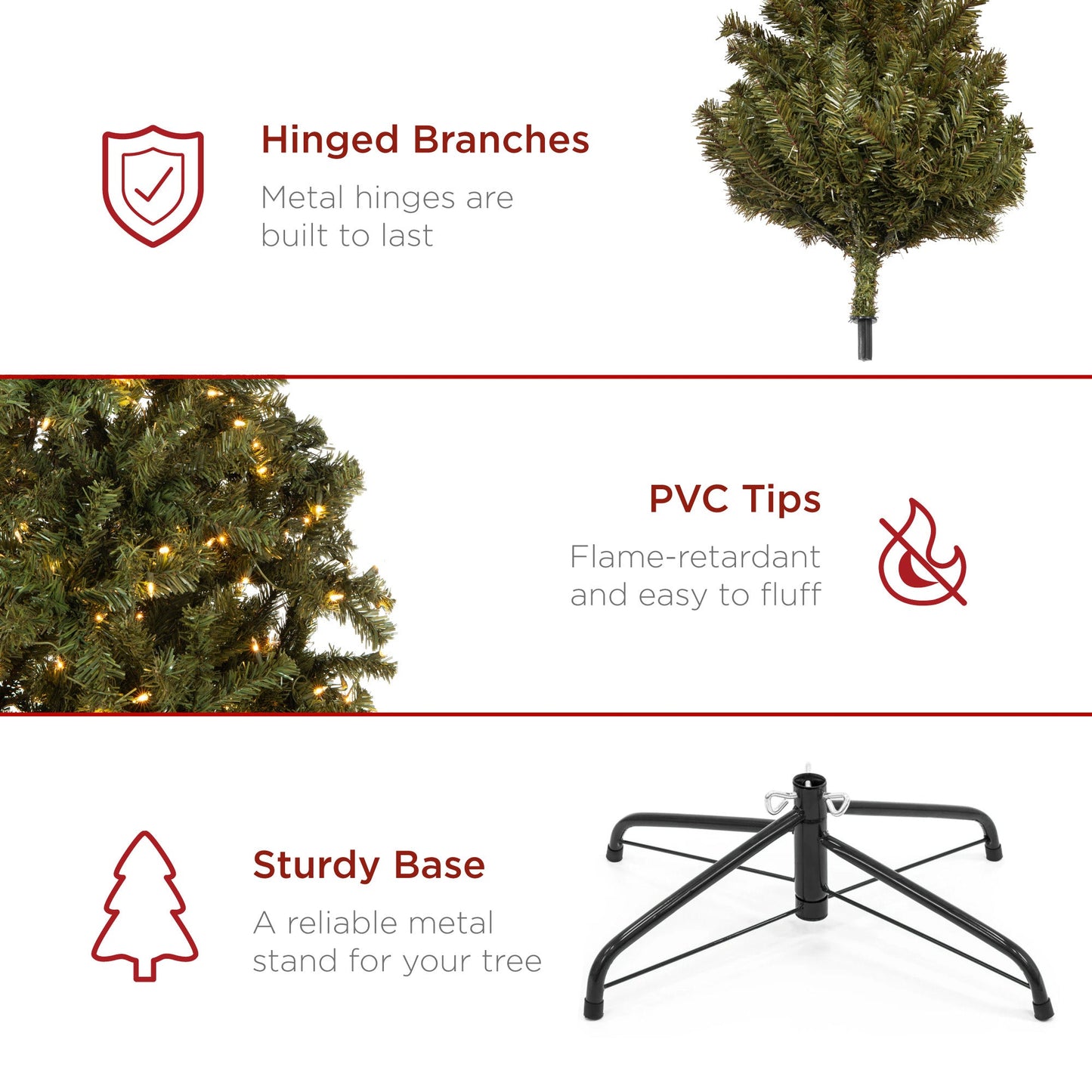 Pre-Lit Artificial Green Spruce Christmas Tree, w/Easy Assembly