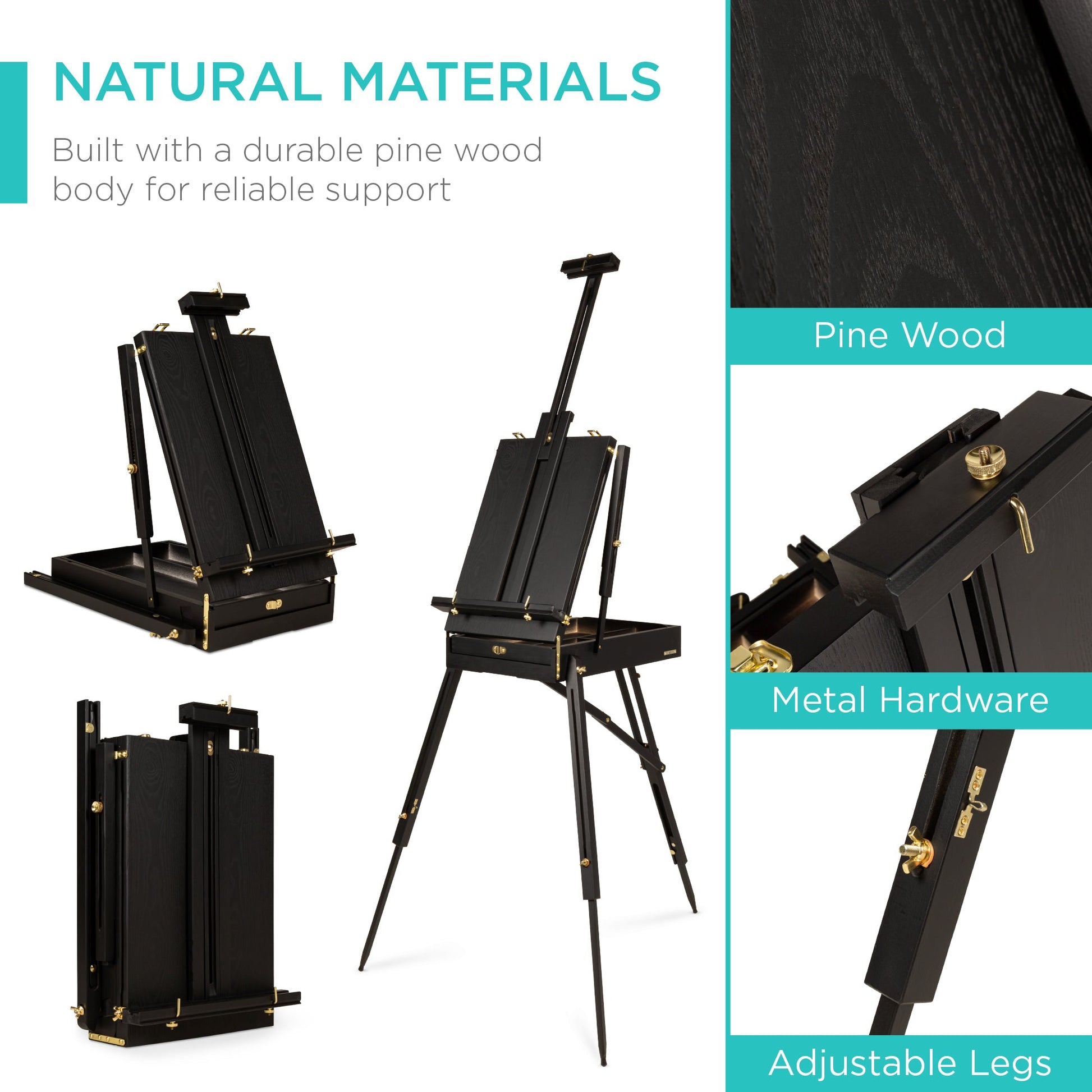 Art Easel for Painting, Portable Adjustable Tripod with 32-Piece Art Set
