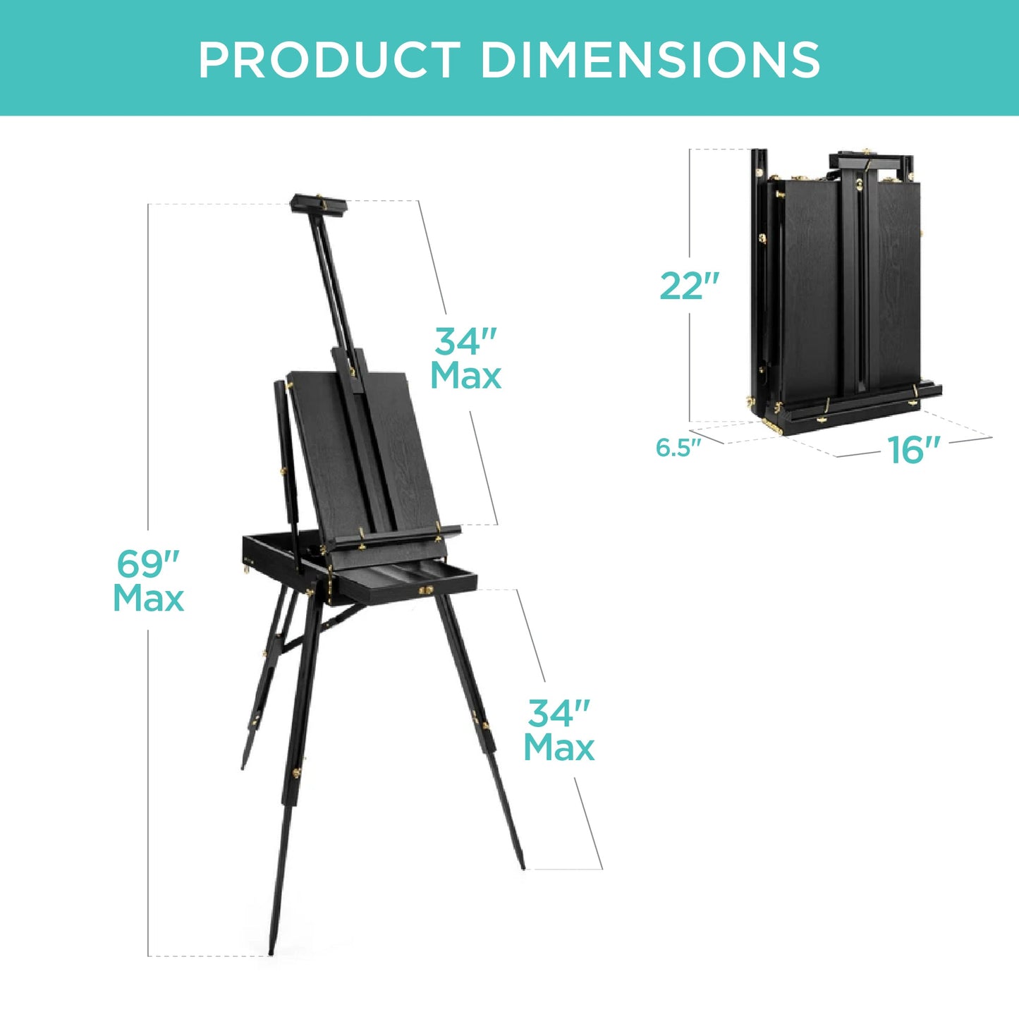 Art Easel for Painting, Portable Adjustable Tripod with 32-Piece Art Set