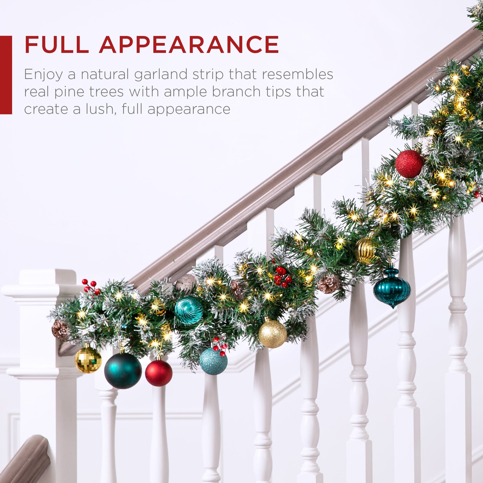 9Ft Pre-Lit Christmas Garland W/ 2-In-1 Led Lights