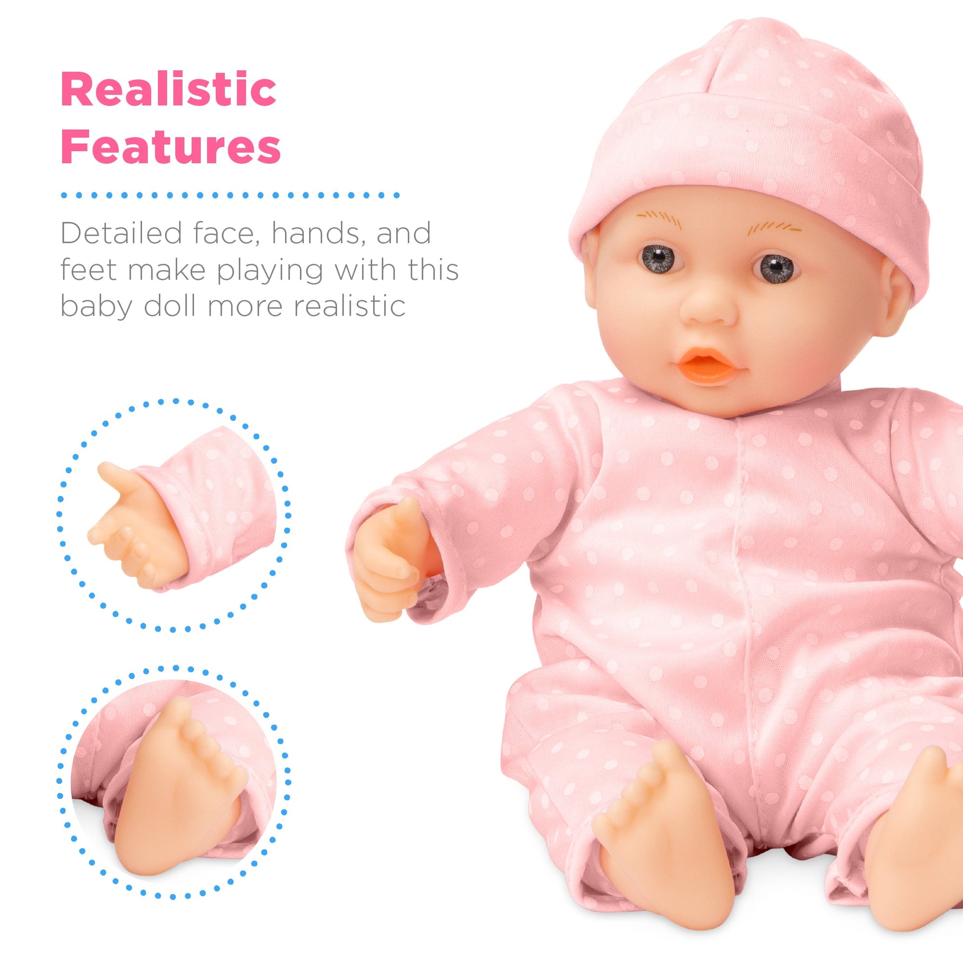 Realistic Baby Doll with Soft Body, Highchair, Potty, Accessories - 12.5in