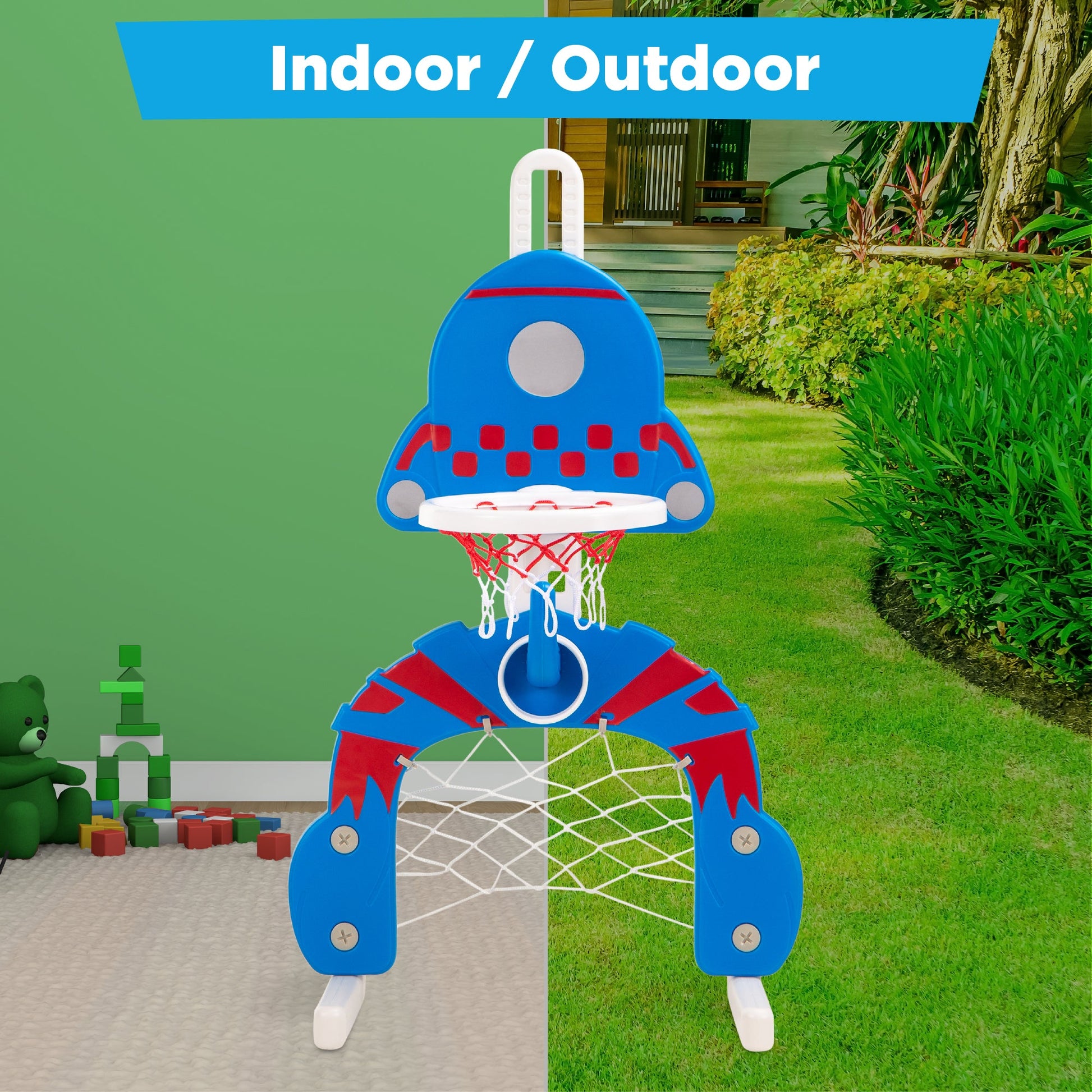 3-in-1 Toddler Basketball Hoop Sports Activity Center Play Set