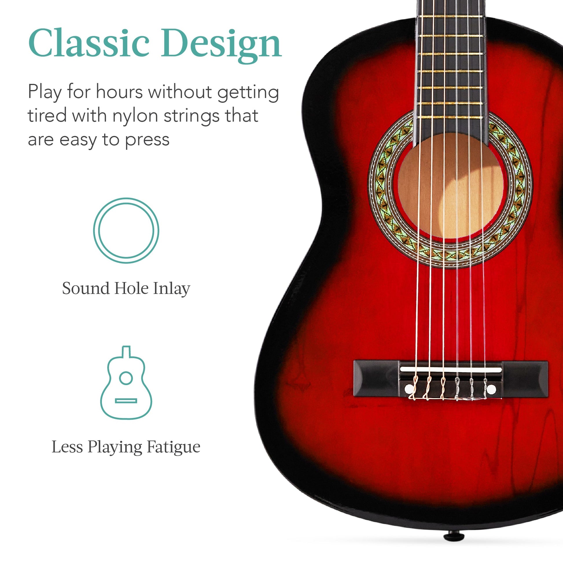 Kids Acoustic Guitar Beginner Starter Kit w/ Carrying Case - 30in