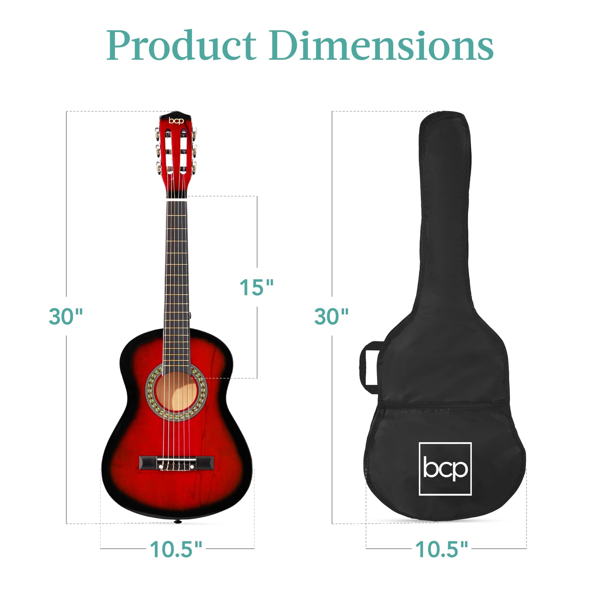 Kids Acoustic Guitar Beginner Starter Kit w/ Carrying Case - 30in