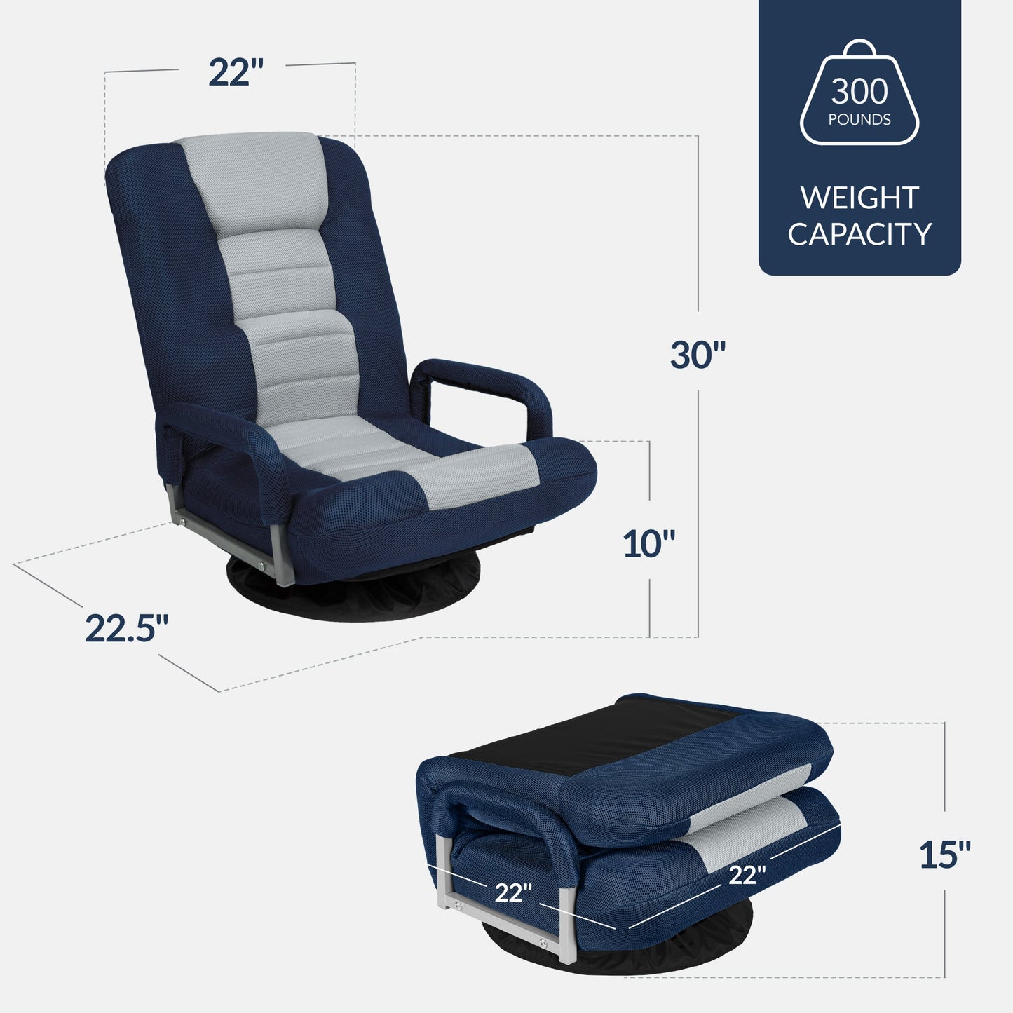 Gaming Floor Chair w/ 360-Degree Swivel, Armrest, Adjustable Backrest