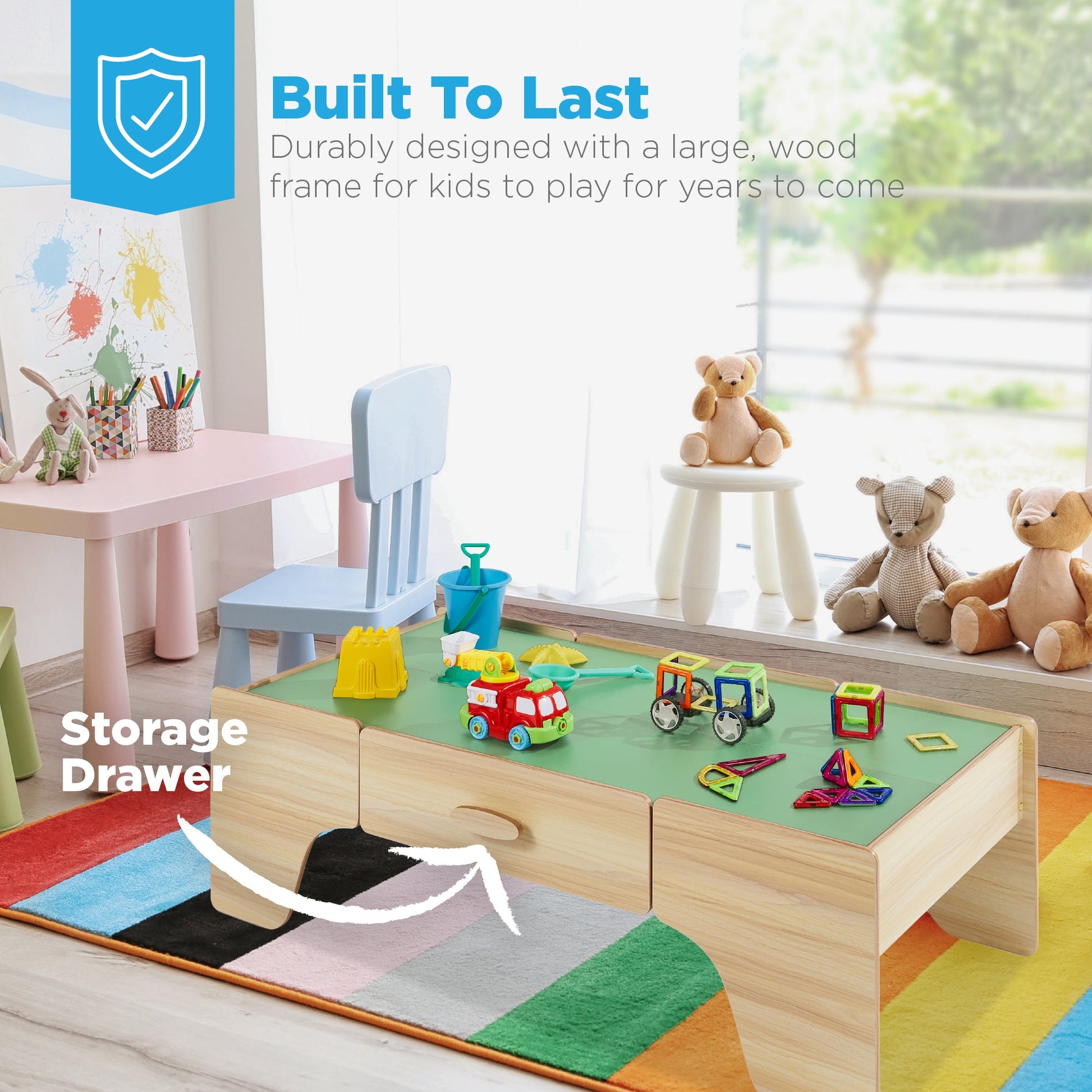 70-Piece Train Table, Large Multipurpose Playset w/ Reversible Table Top