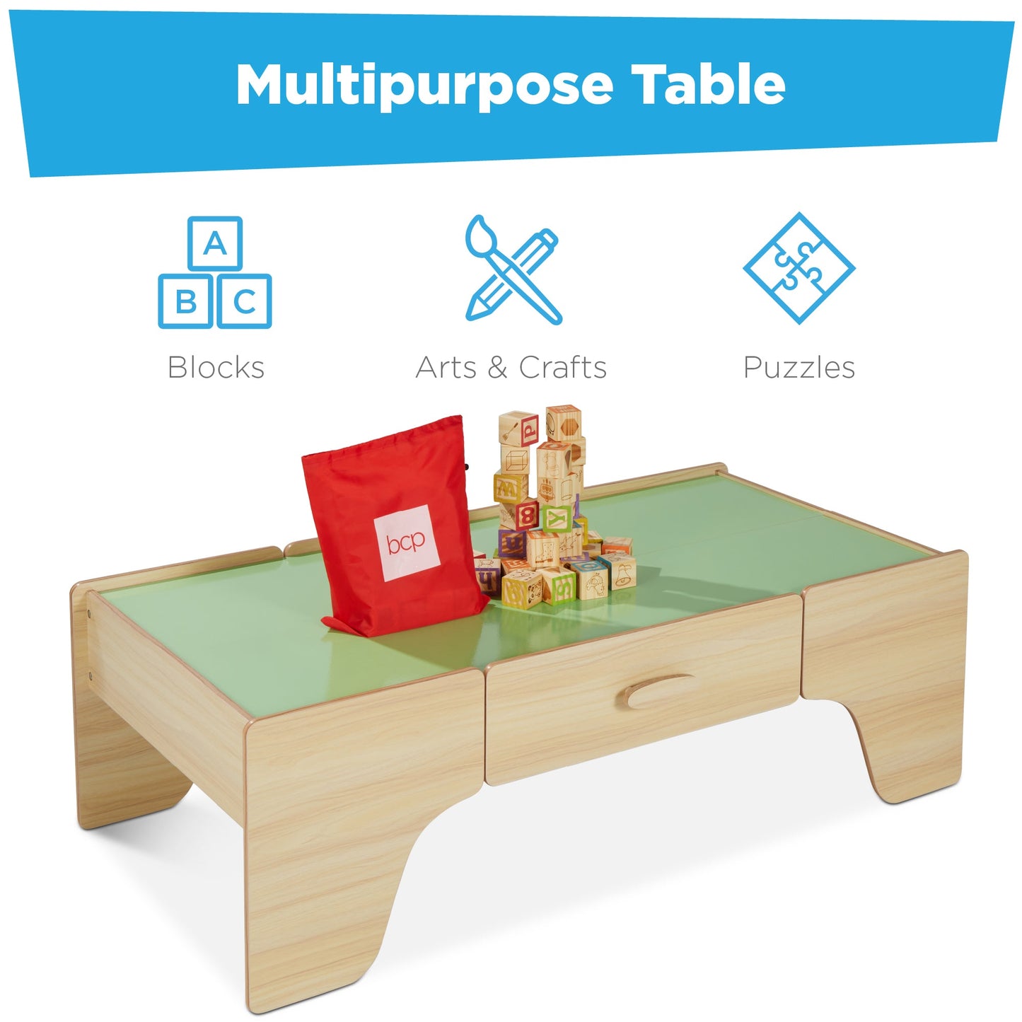 70-Piece Train Table, Large Multipurpose Playset w/ Reversible Table Top
