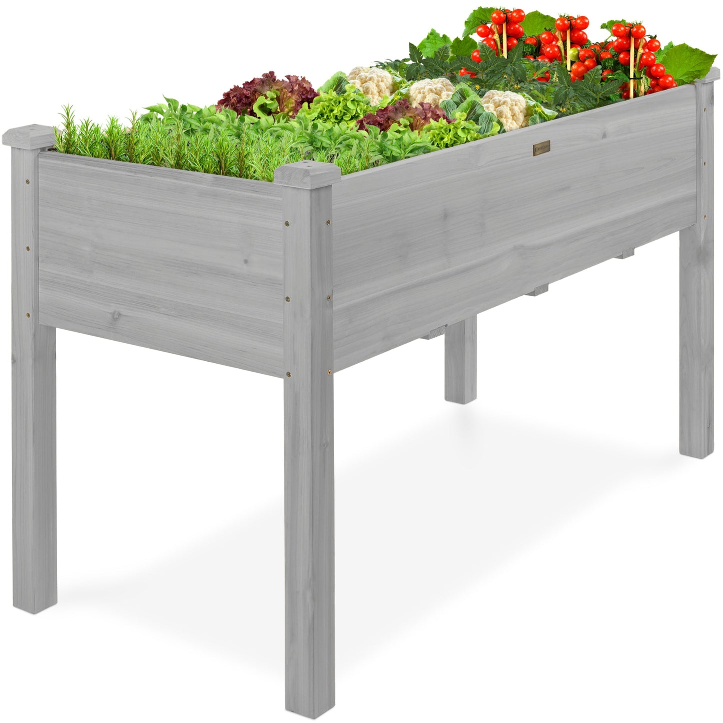 Raised Garden Bed, Elevated Wooden Planter Box w/ Foot Caps - 48x24x30in