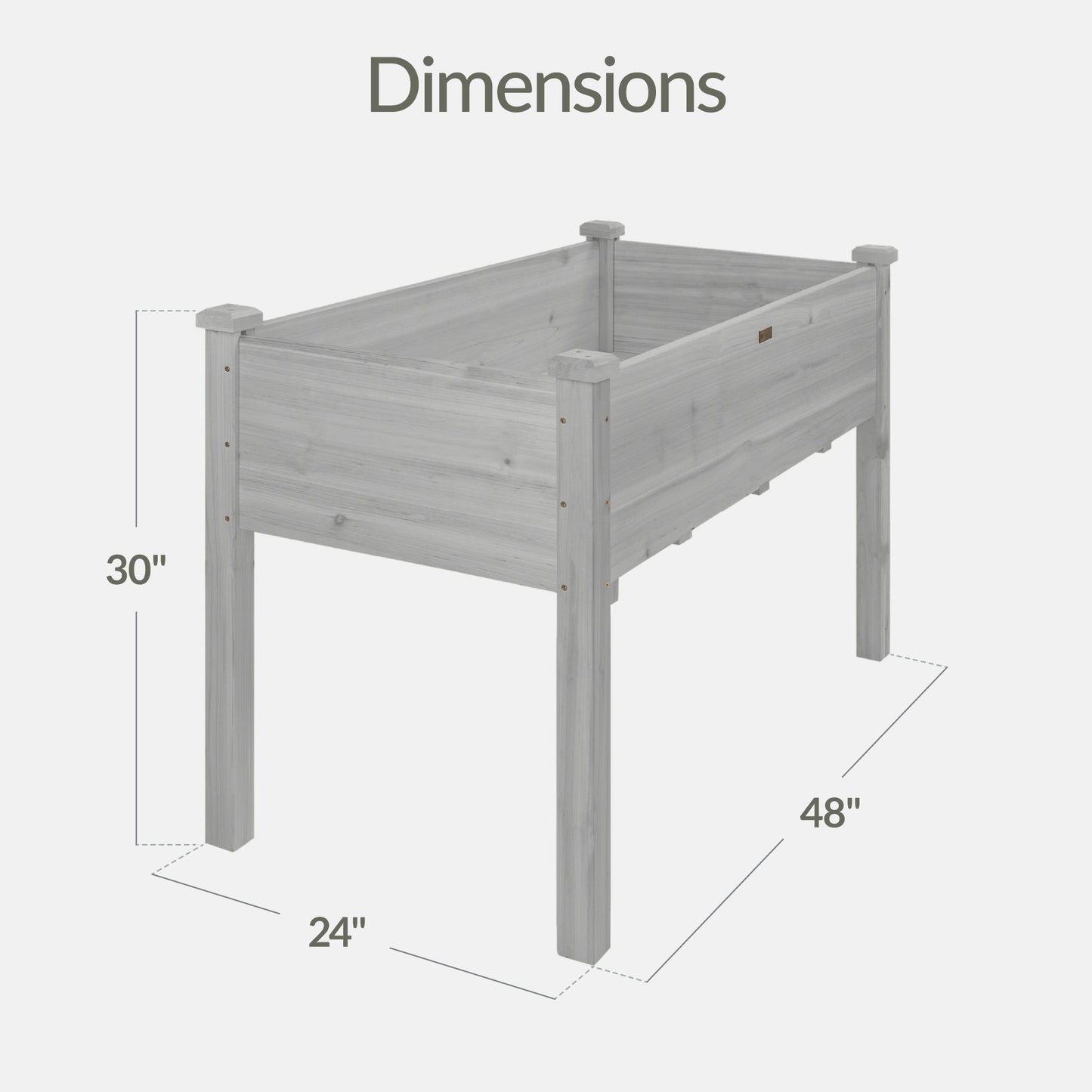 Raised Garden Bed, Elevated Wooden Planter Box w/ Foot Caps - 48x24x30in