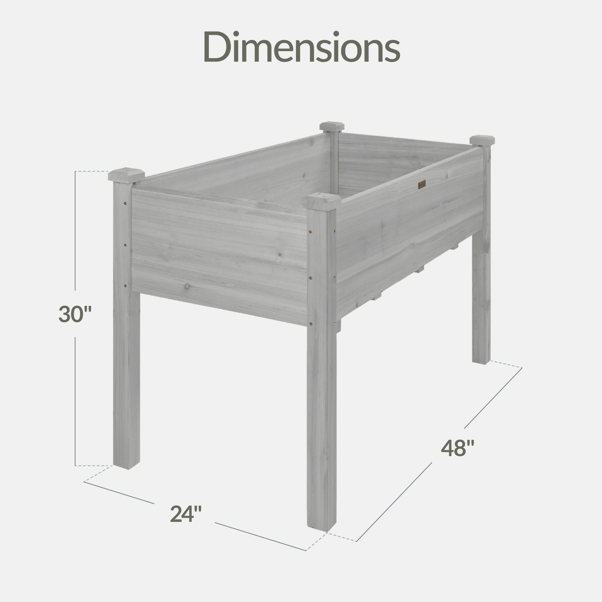 Raised Garden Bed, Elevated Wooden Planter Box w/ Foot Caps - 48x24x30in