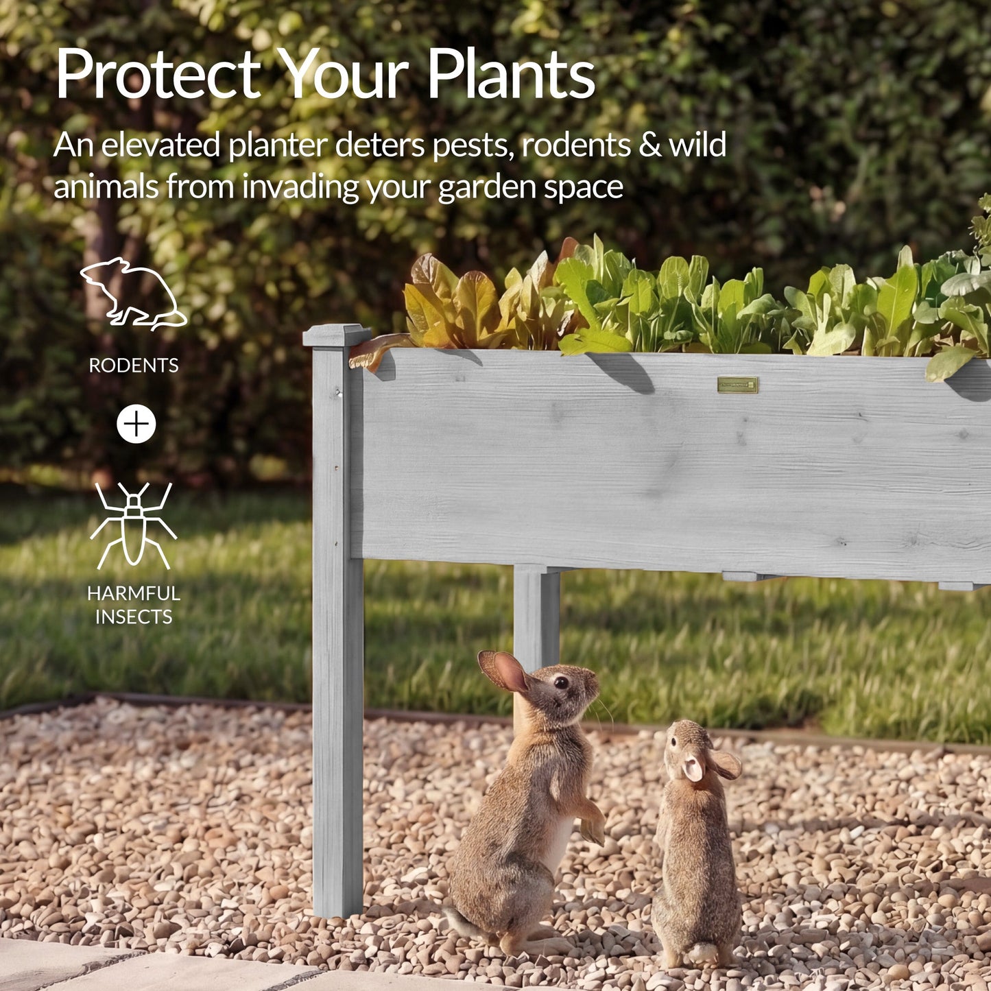 Raised Garden Bed, Elevated Wooden Planter Box w/ Foot Caps - 48x24x30in