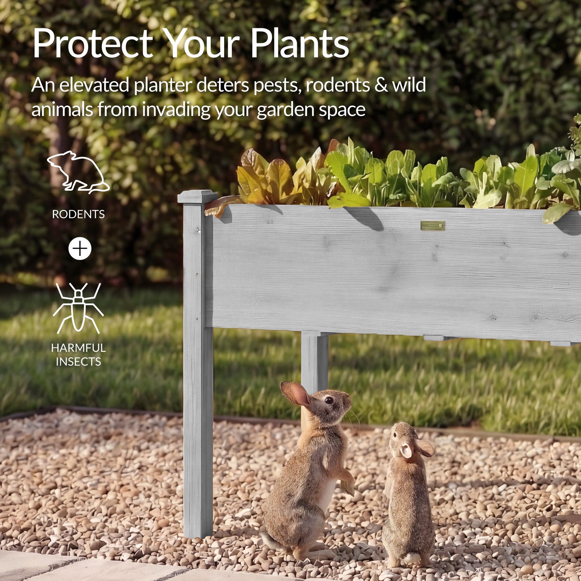 Raised Garden Bed, Elevated Wooden Planter Box w/ Foot Caps - 48x24x30in