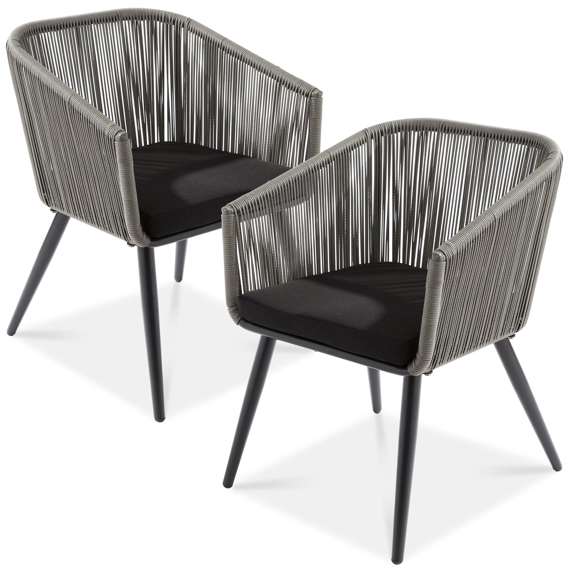 Set of 2 Outdoor Woven Wicker Patio Dining Chairs, 250lb Capacity