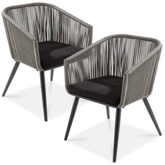 Set of 2 Outdoor Woven Wicker Patio Dining Chairs, 250lb Capacity