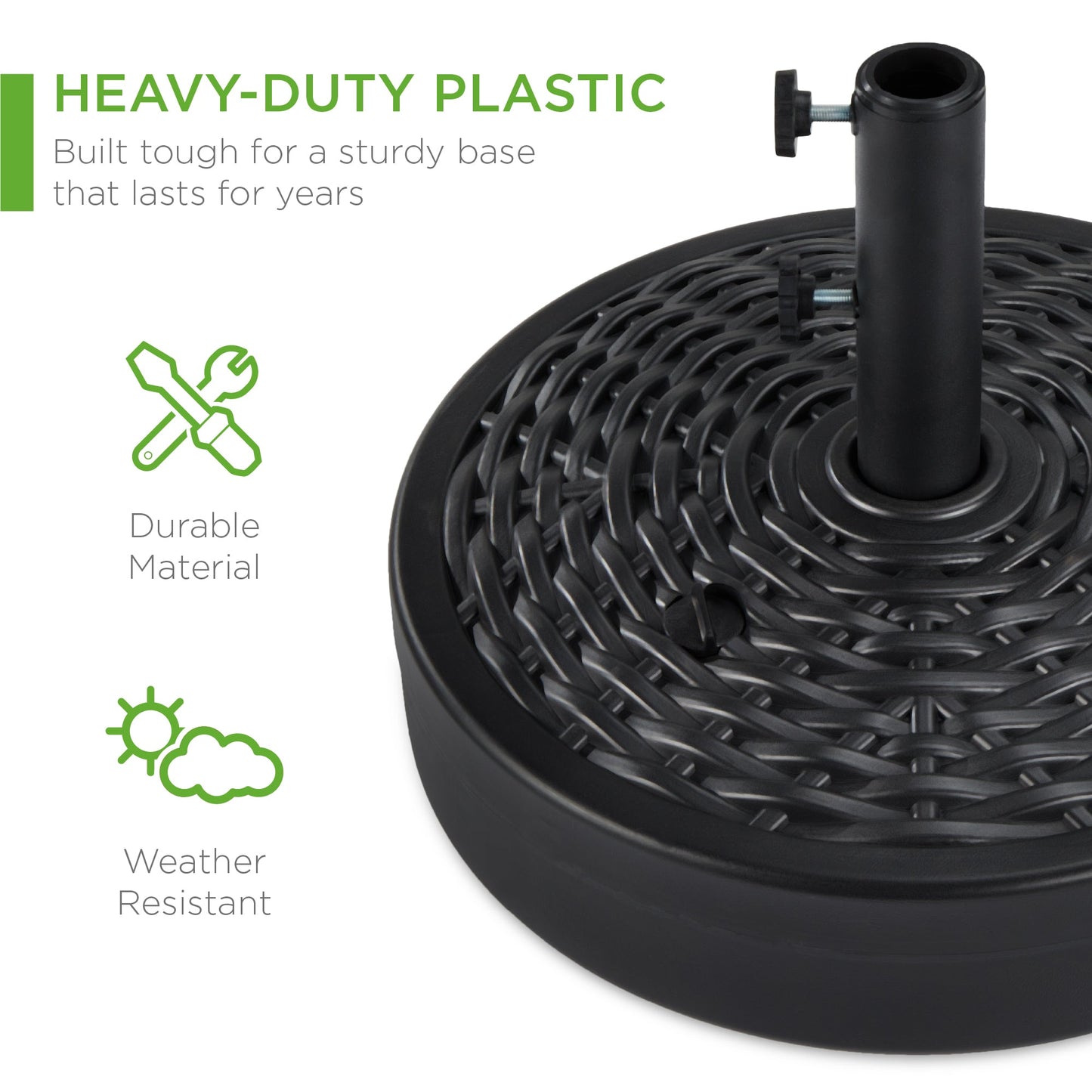 Plastic Patio Umbrella Base Pole Holder Accessory w/ 2 Adjustable Knobs