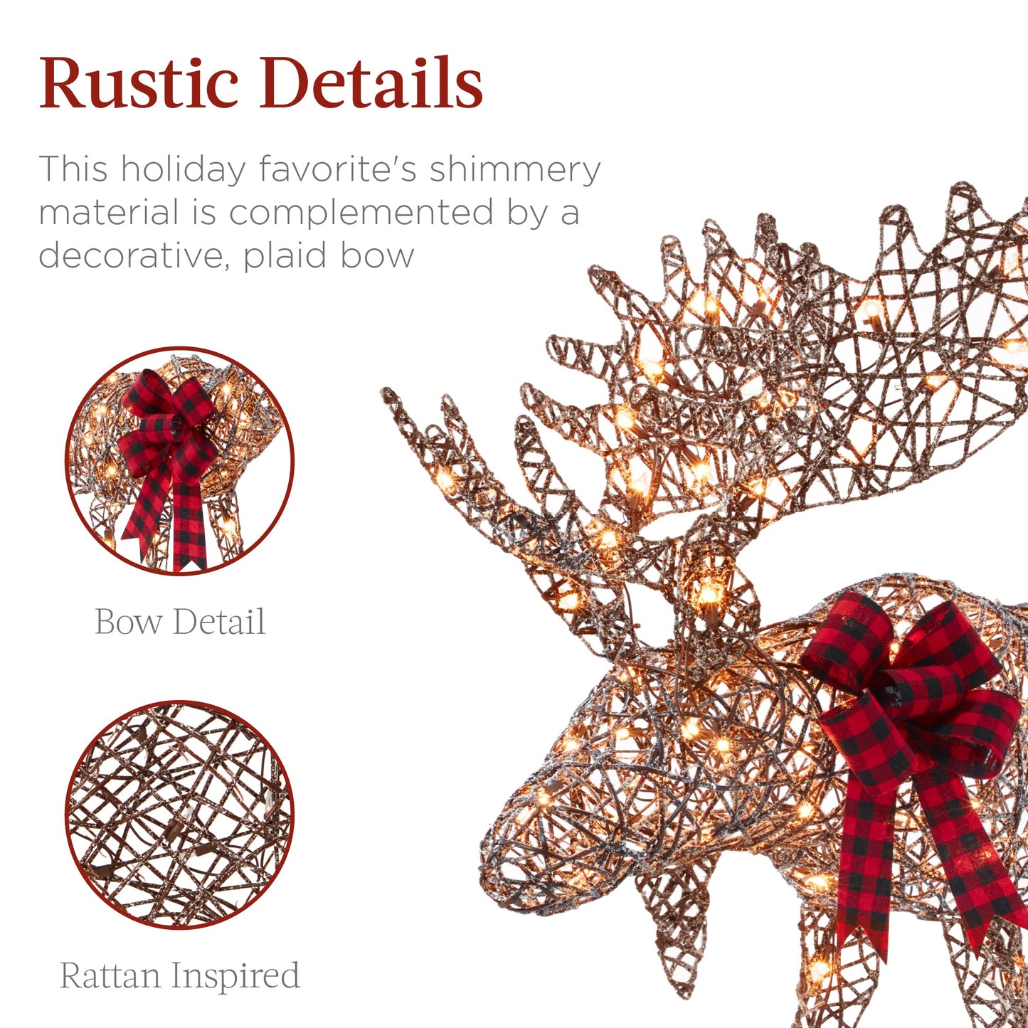 2-Piece Moose Family Lighted Outdoor Christmas Decoration Set w/ LED Lights