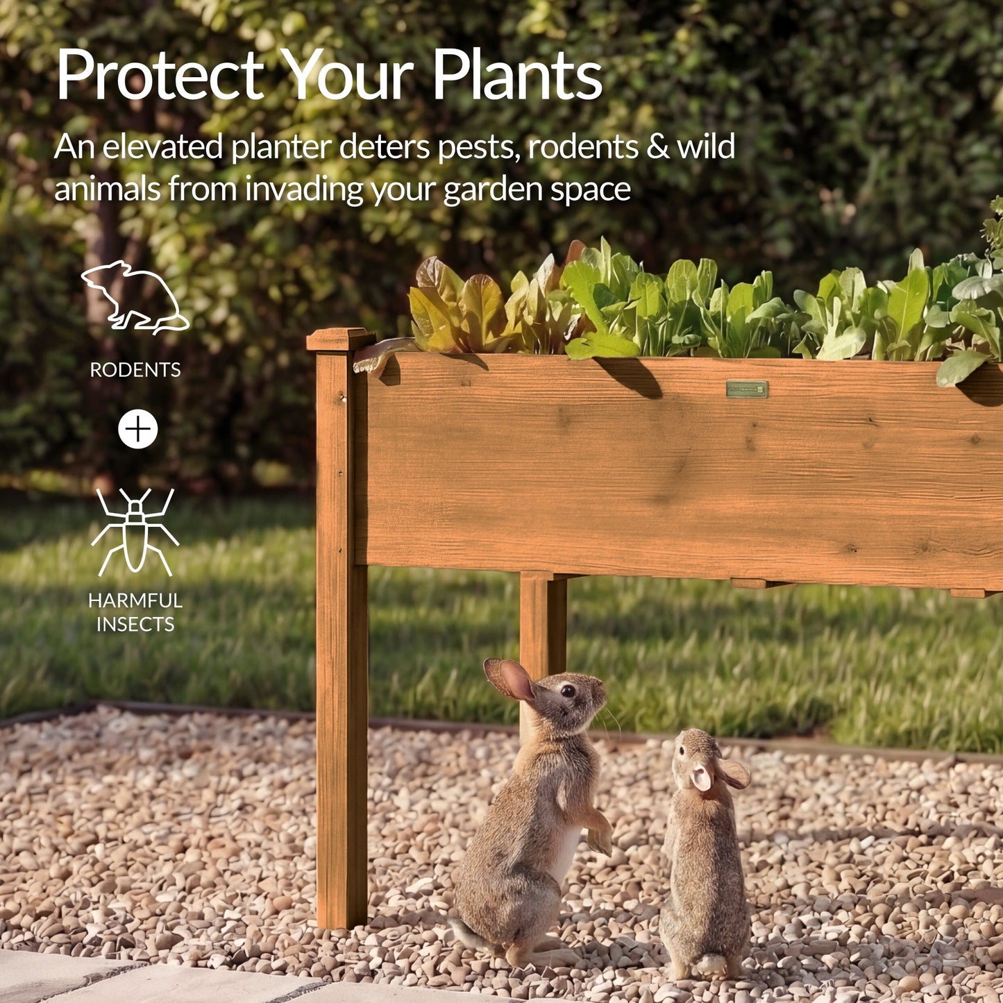 Raised Garden Bed, Elevated Wooden Planter Box w/ Foot Caps - 48x24x30in