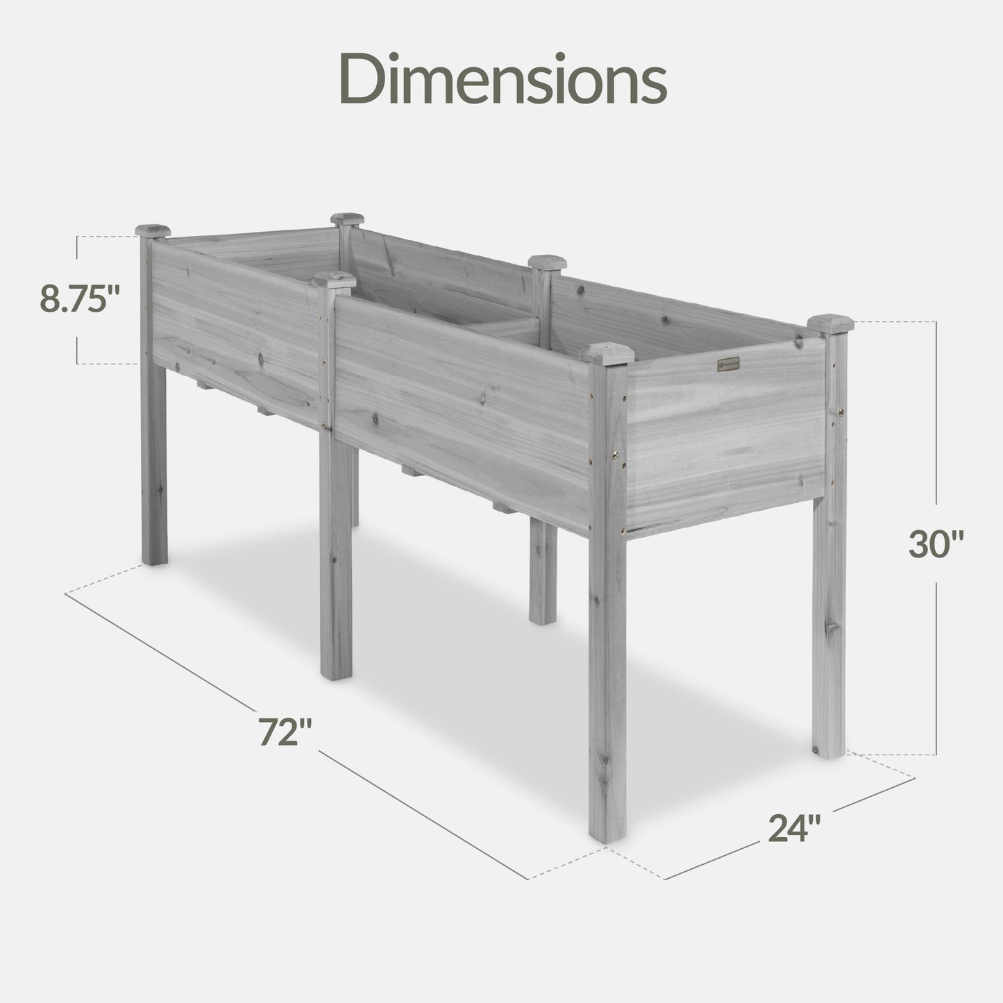Raised Garden Bed, Elevated Wood Garden Planter Stand - 72x24x30in