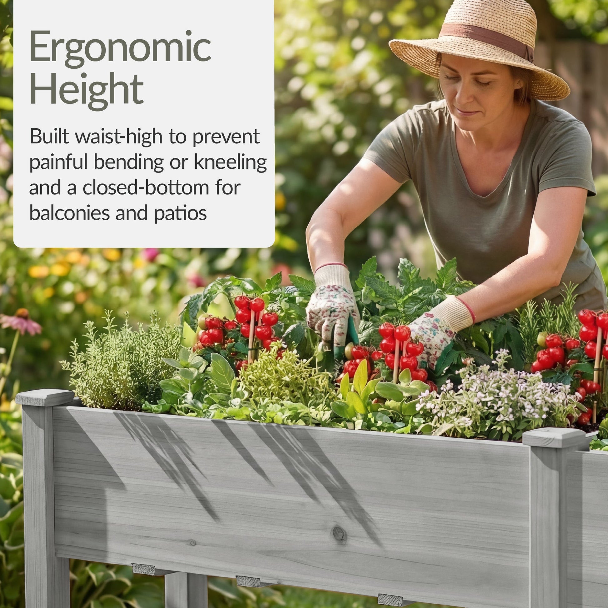 Raised Garden Bed, Elevated Wood Garden Planter Stand - 72x24x30in