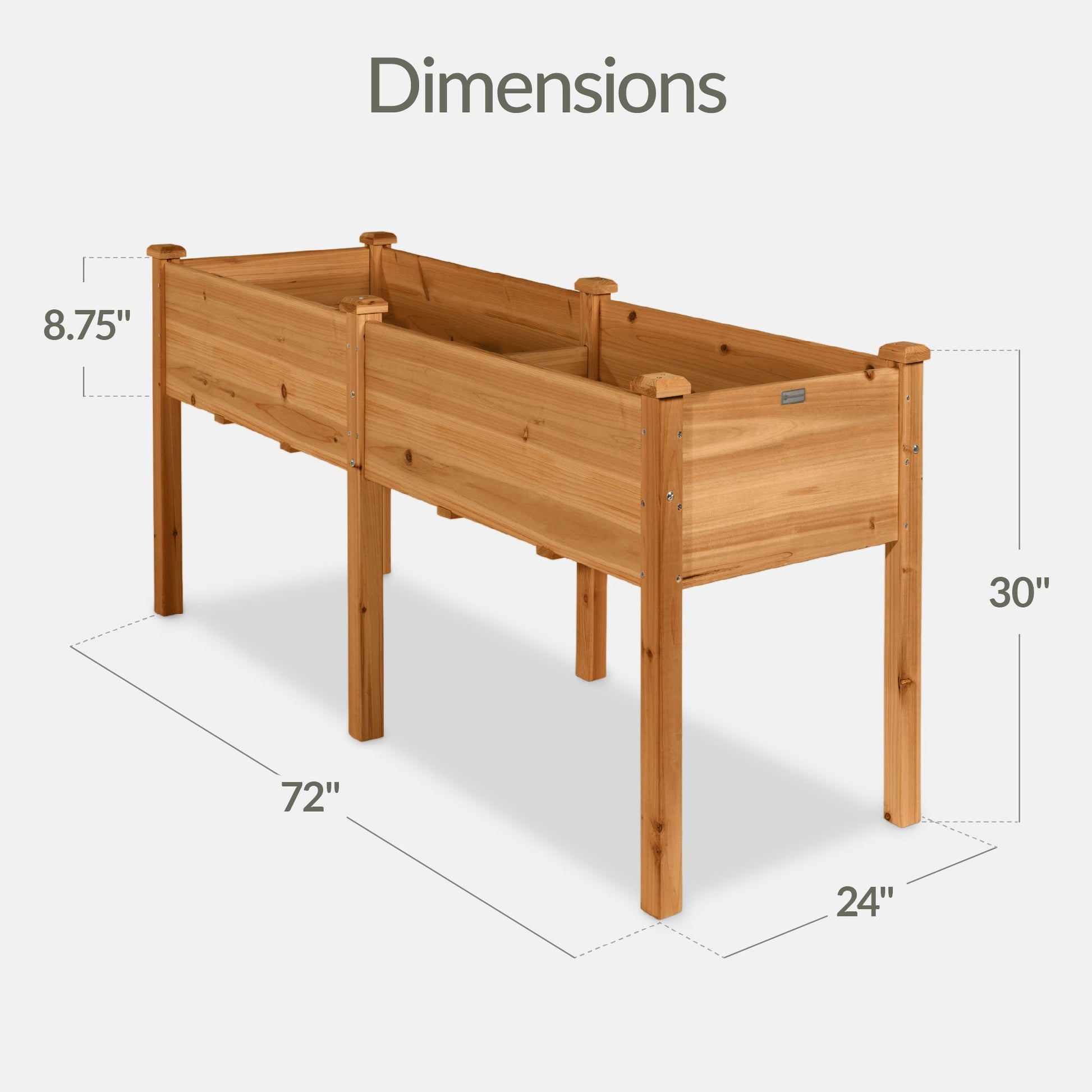 Raised Garden Bed, Elevated Wood Garden Planter Stand - 72x24x30in