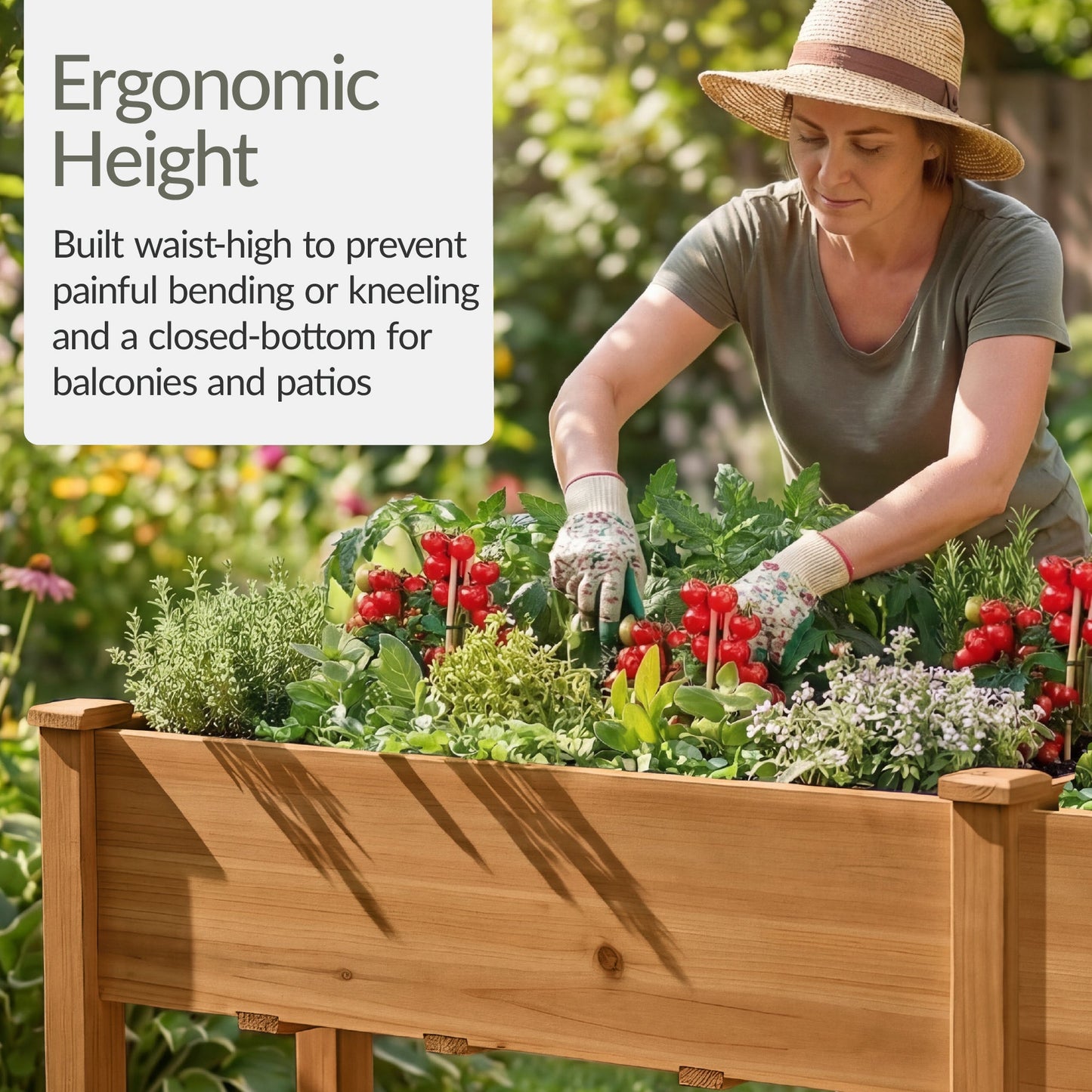 Raised Garden Bed, Elevated Wood Garden Planter Stand - 72x24x30in