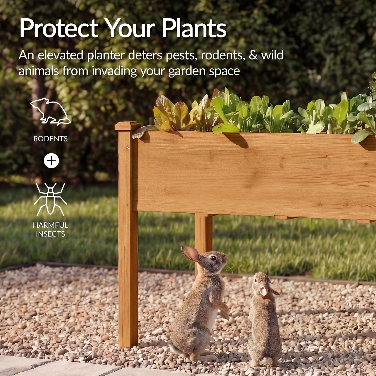 Raised Garden Bed, Elevated Wood Garden Planter Stand - 72x24x30in