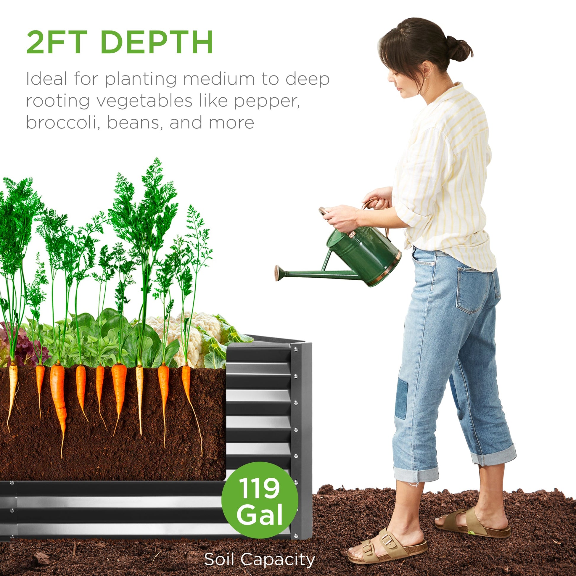 4x2x2FT Outdoor Steel Garden Bed for Vegetables, Flowers & Herbs
