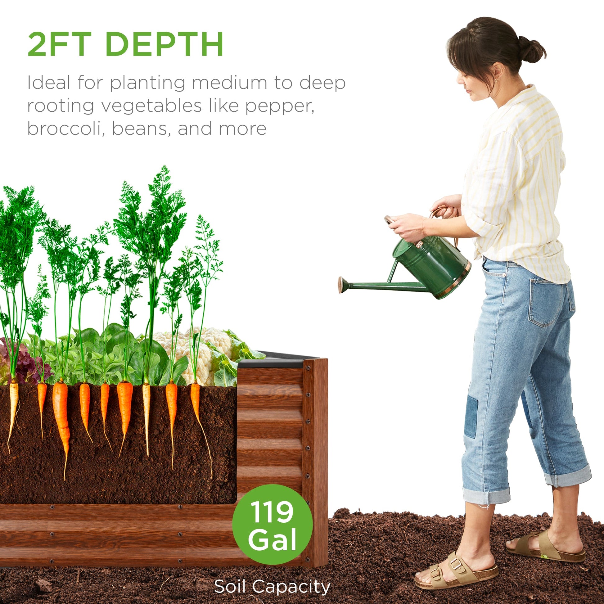4x2x2FT Outdoor Steel Garden Bed for Vegetables, Flowers & Herbs