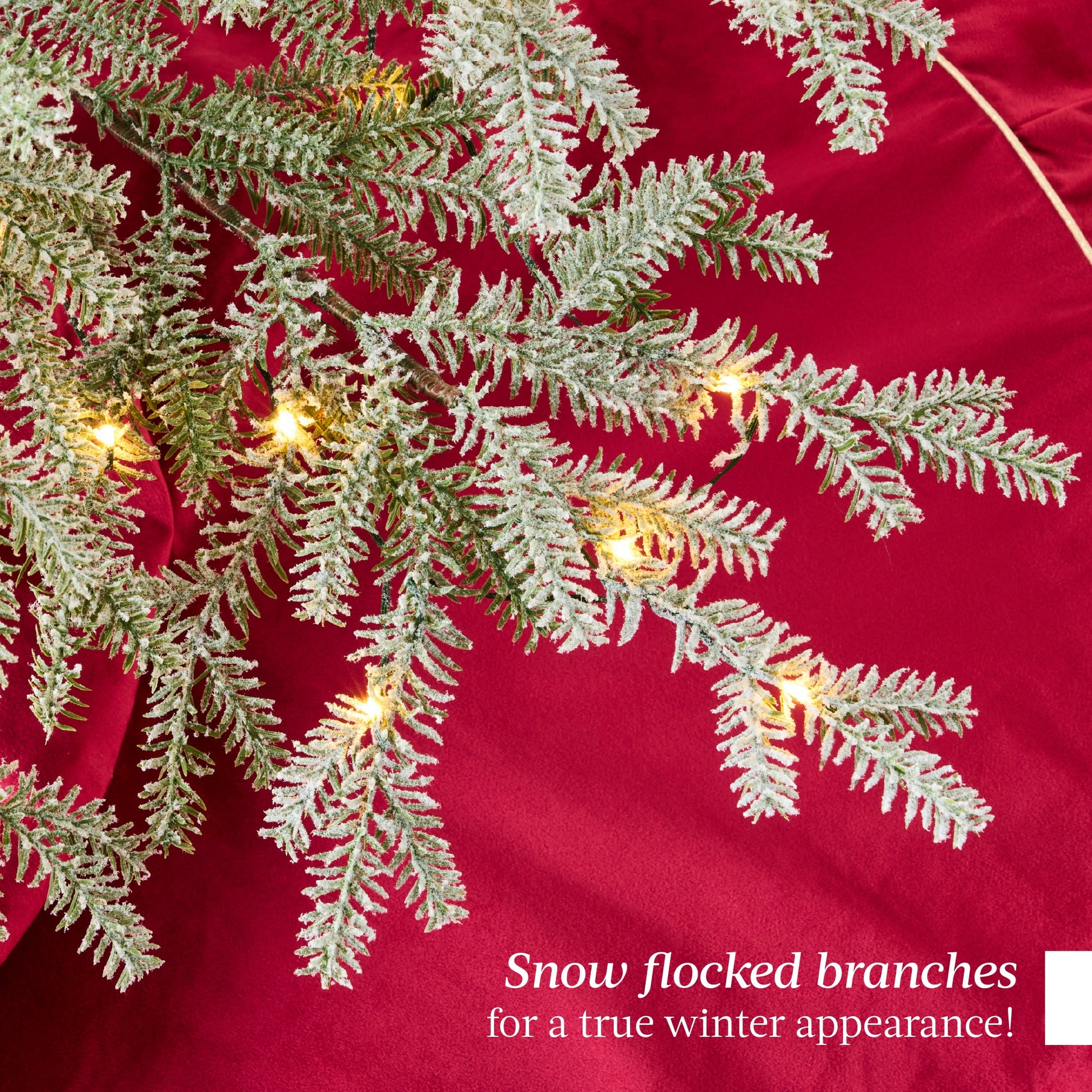 Green Pre-Lit Sparse Flocked Christmas Tree w/ 2-in-1 LEDs, Cordless Connection