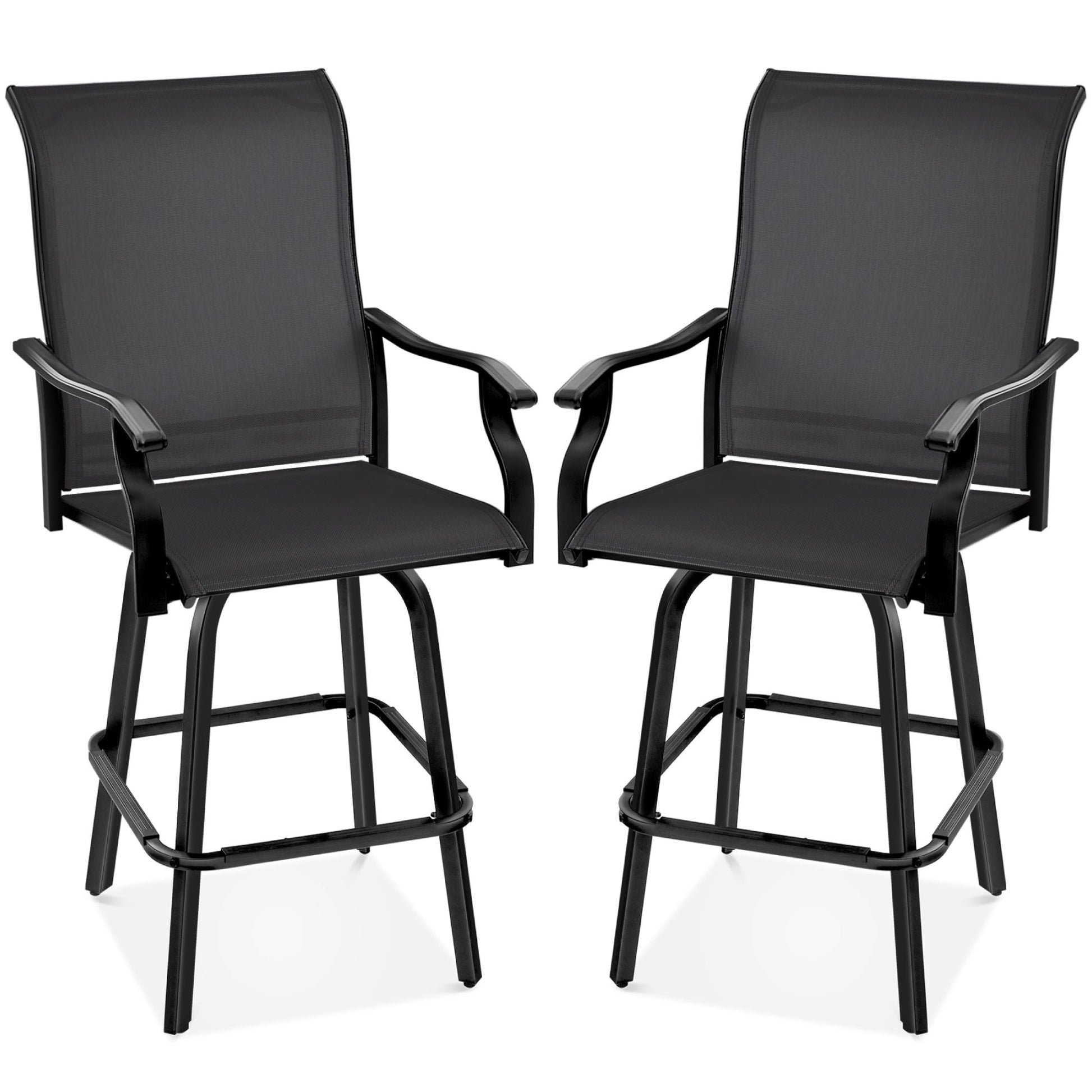 Set of 2 Swivel Barstools w/ 360 Rotation, All-Weather Mesh