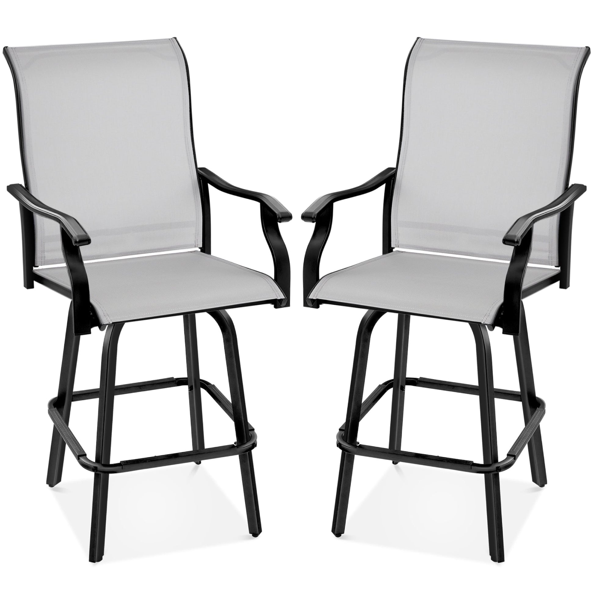 Set of 2 Swivel Barstools w/ 360 Rotation, All-Weather Mesh