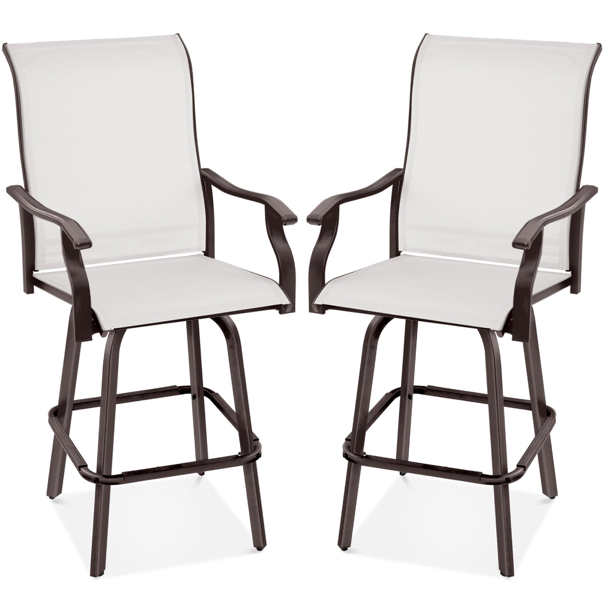 Set of 2 Swivel Barstools w/ 360 Rotation, All-Weather Mesh