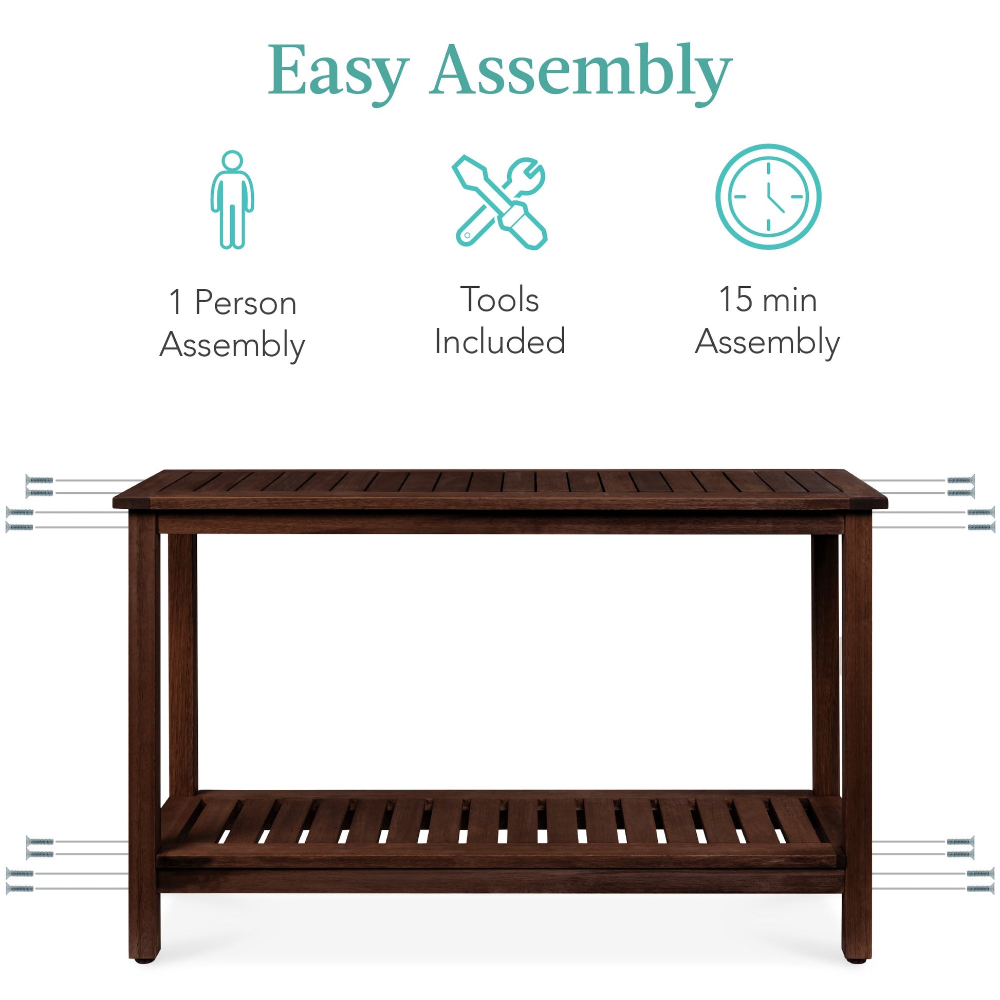 2-Shelf Wooden Console Table Storage Organizer w/ Natural Finish - 48in