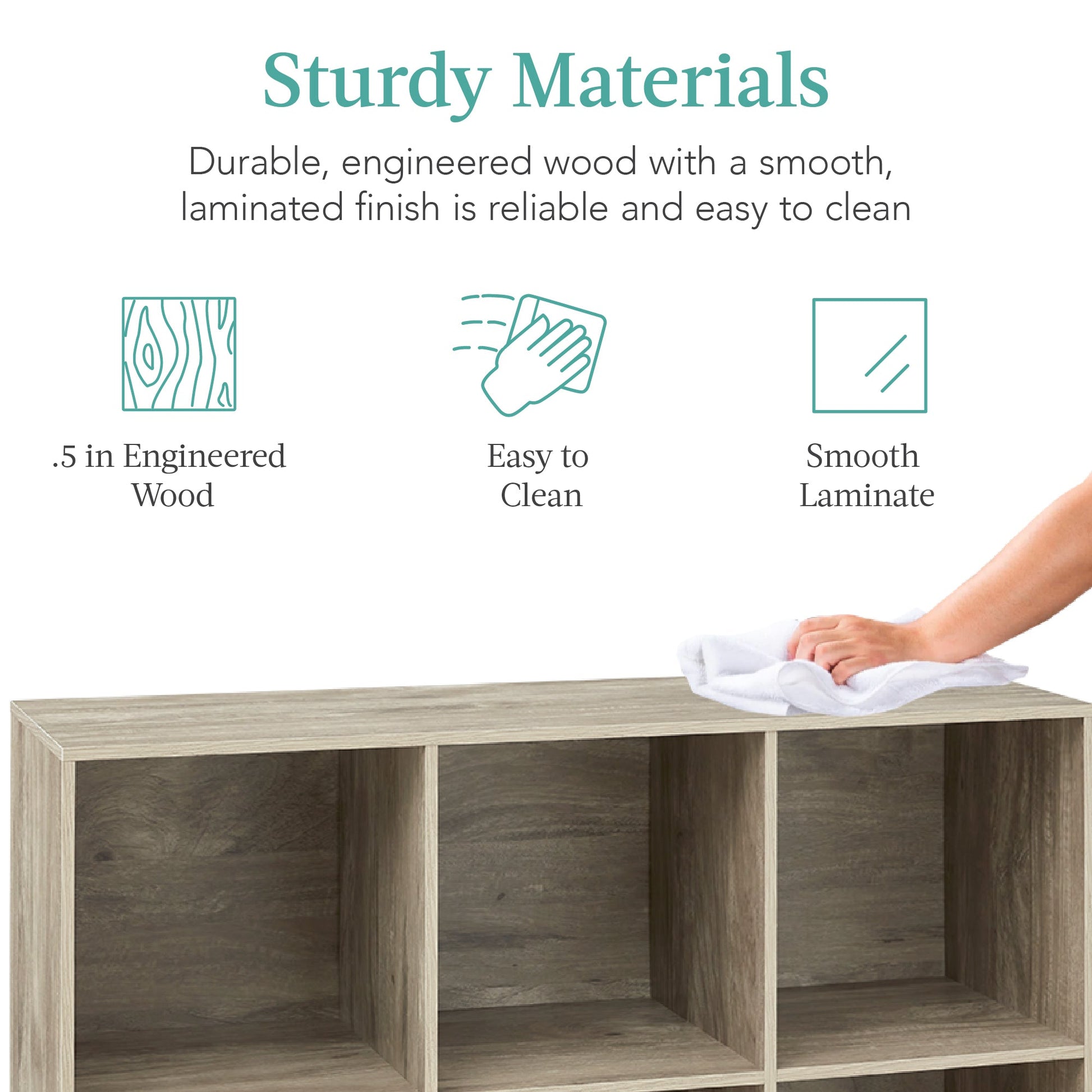 6-Cube Bookshelf, 13.5in Storage Display w/ Removable Panels, Customizable