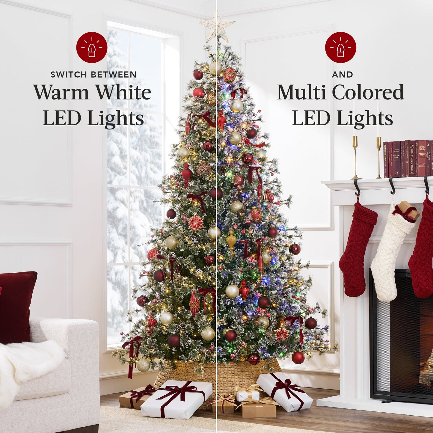 Pre-Lit Premium Semi-Flocked Cashmere Christmas Tree