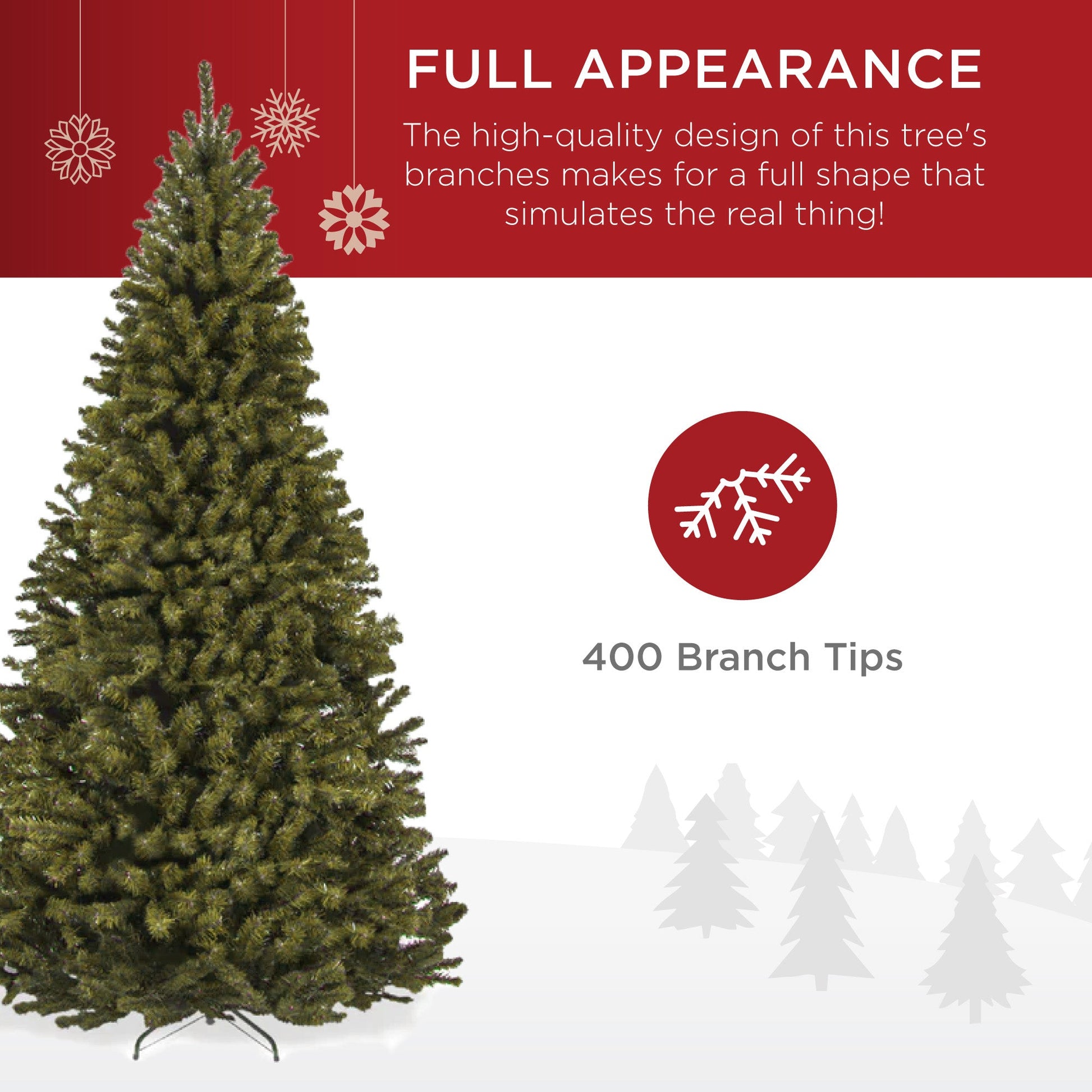 Unlit Artificial Green Spruce Christmas Tree, w/Easy Assembly