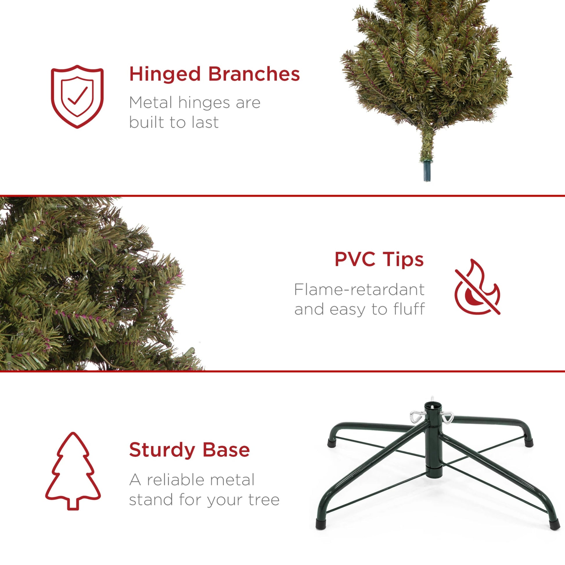 Unlit Artificial Green Spruce Christmas Tree, w/Easy Assembly
