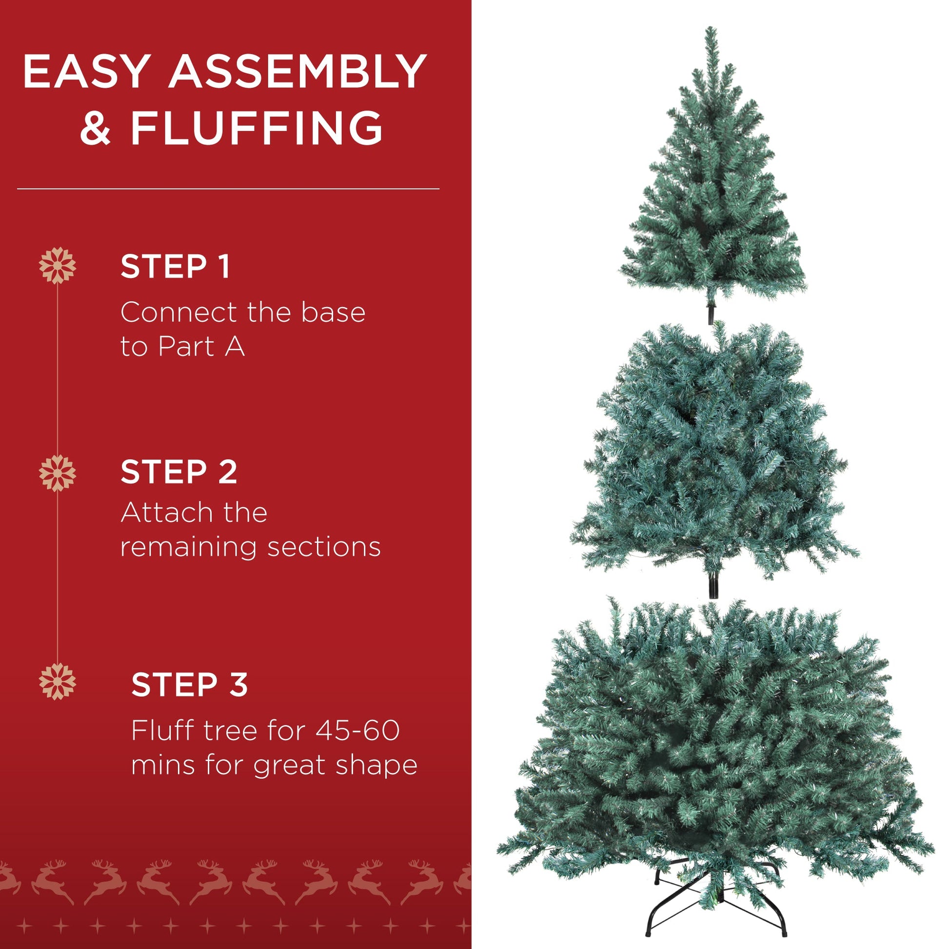 Pre-Lit Blue Spruce Christmas Tree w/ Foldable Base, Incandescent Lights