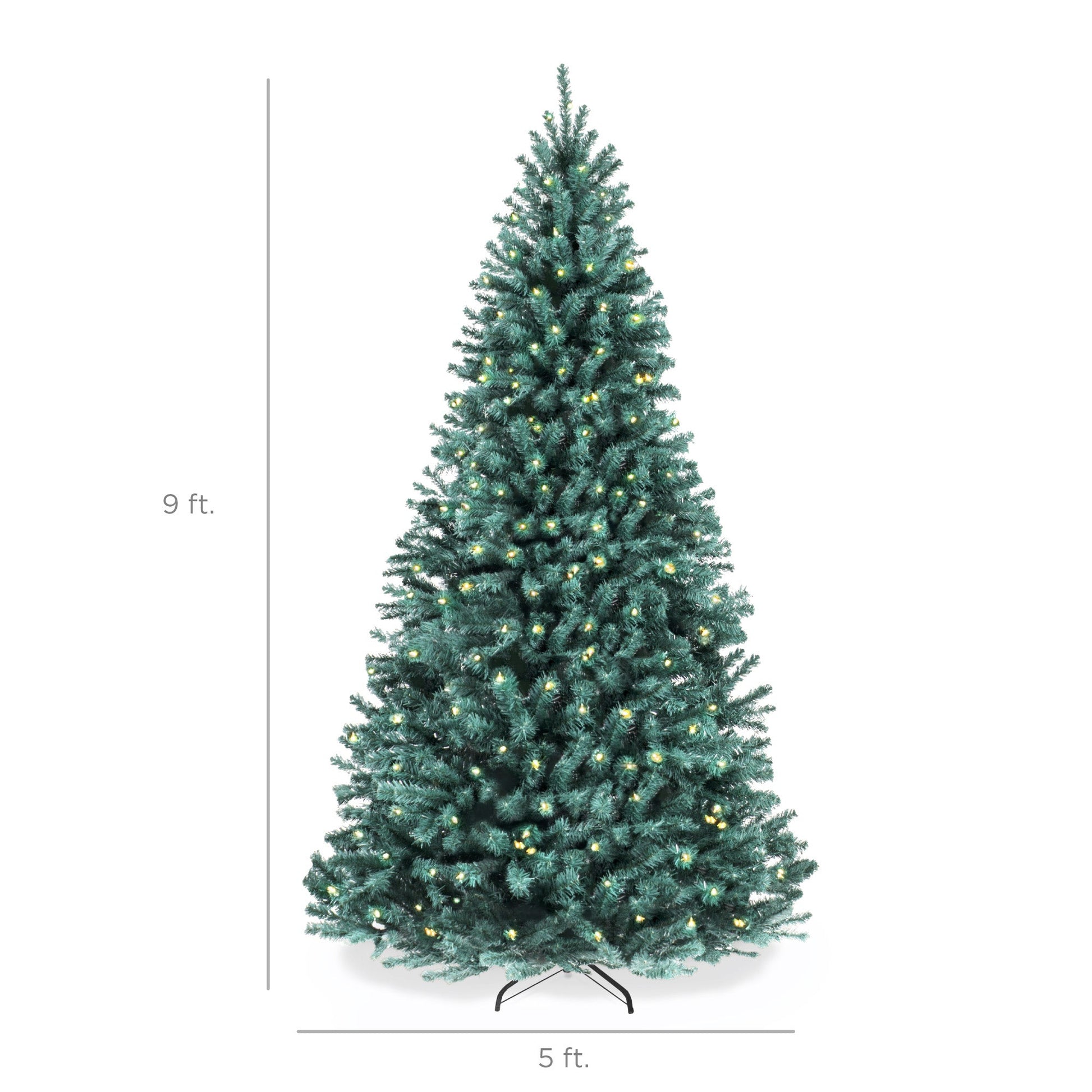 Pre-Lit Blue Spruce Christmas Tree w/ Foldable Base, Incandescent Lights