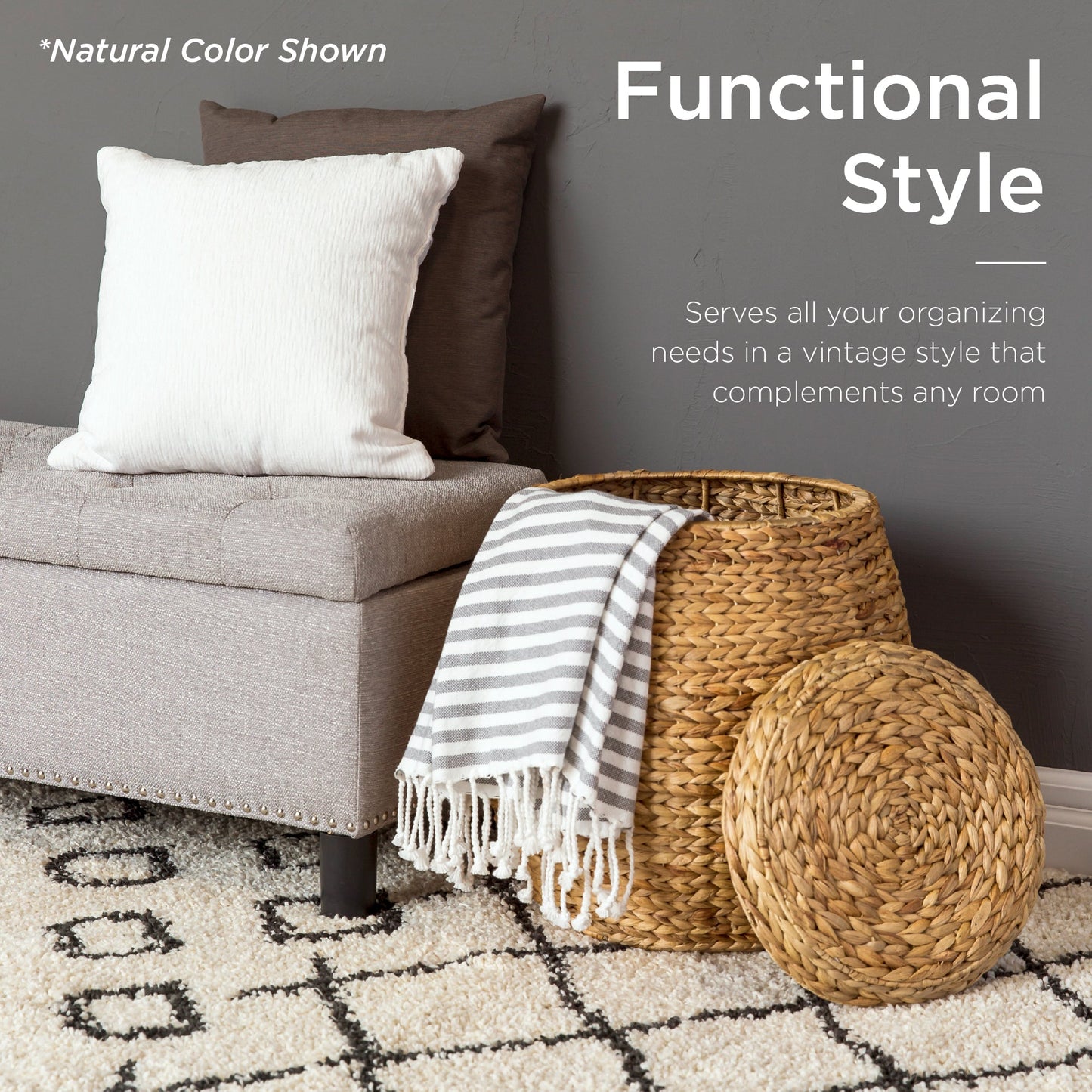 Multipurpose Hyacinth Storage Tote Basket