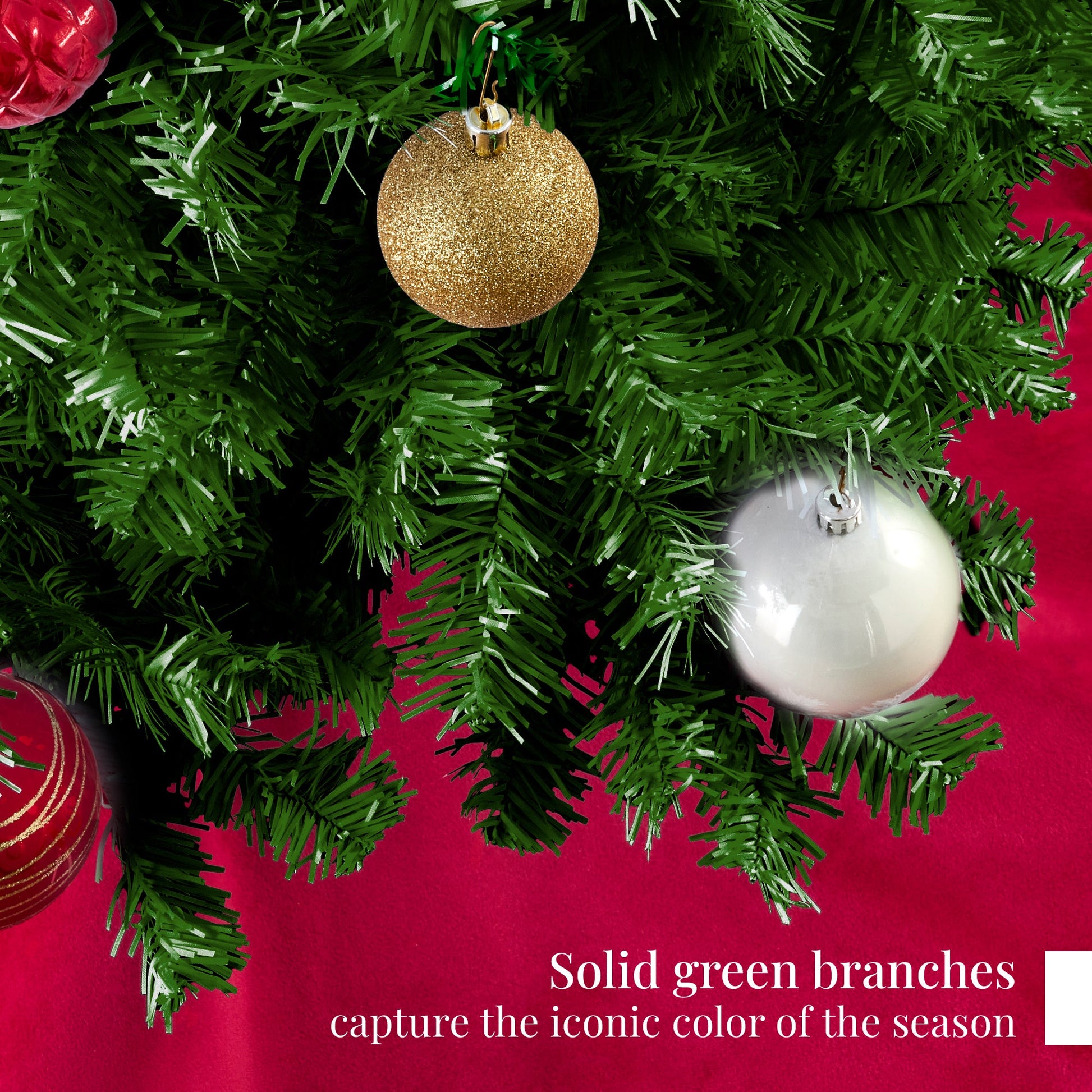 Artificial Green Christmas Tree, Unlit Pine Design w/Easy Assembly