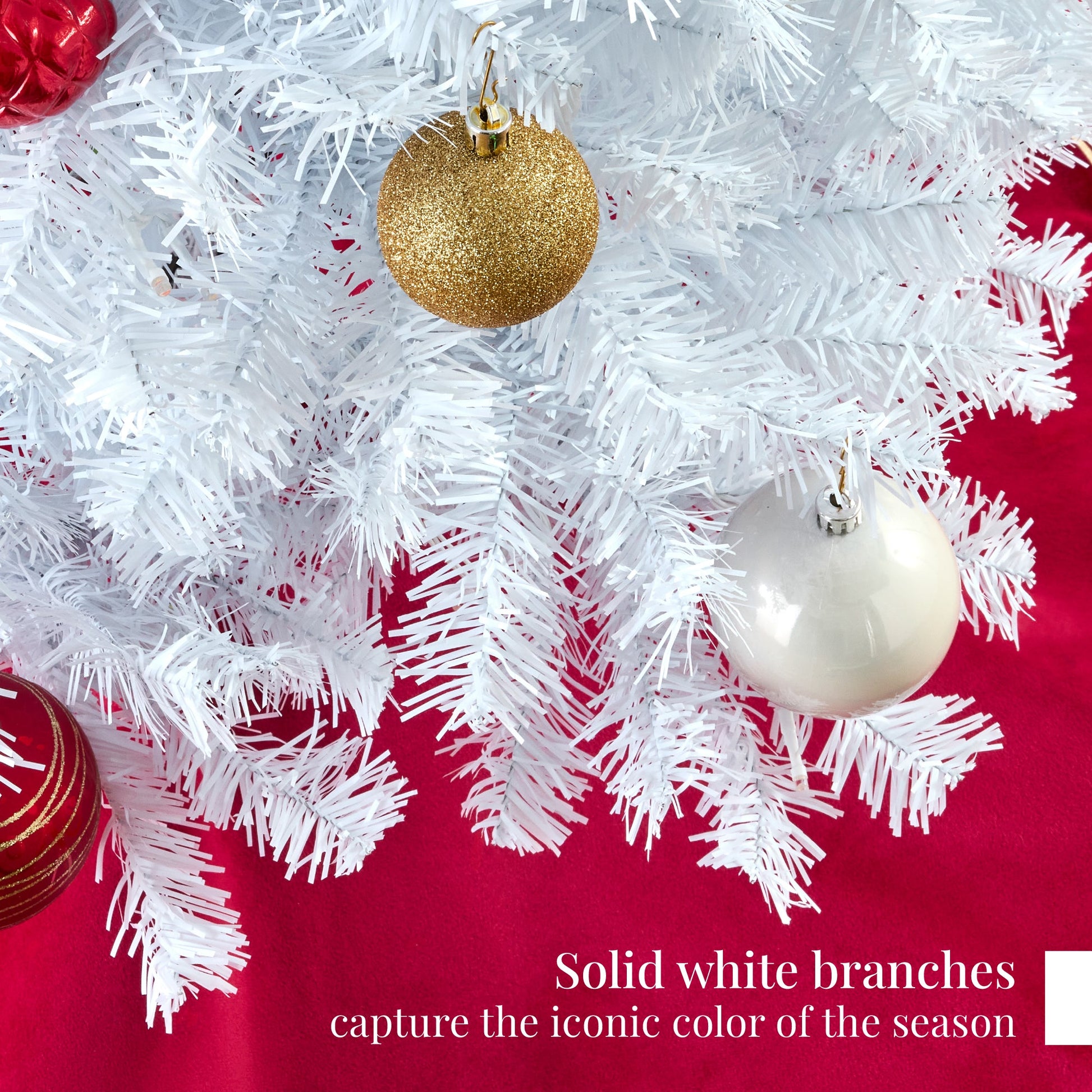 Artificial White Christmas Tree, Unlit Pine Design w/Easy Assembly