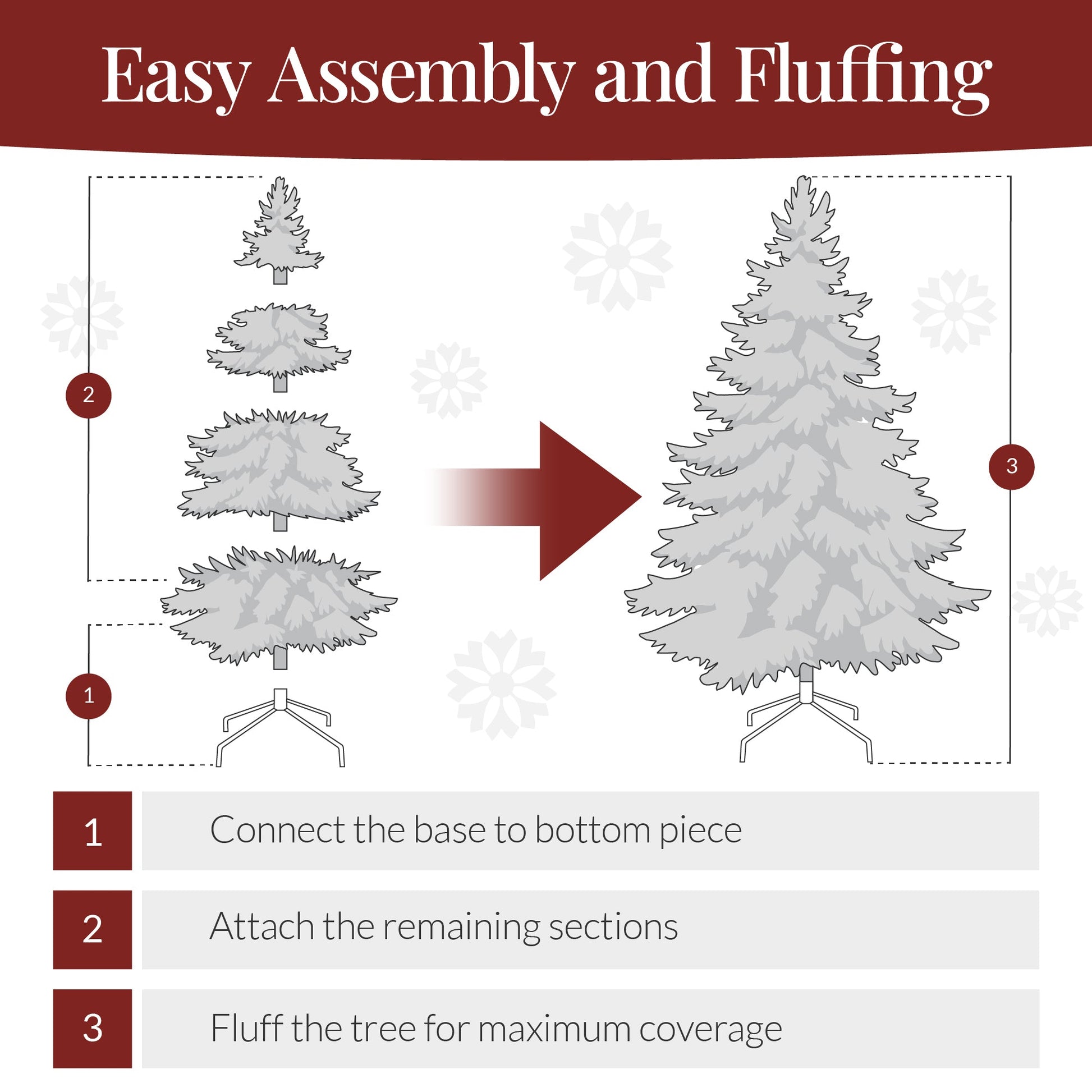 Pre-Lit Hinged Artificial White Pine Christmas Tree w/ Lights, Metal Stand