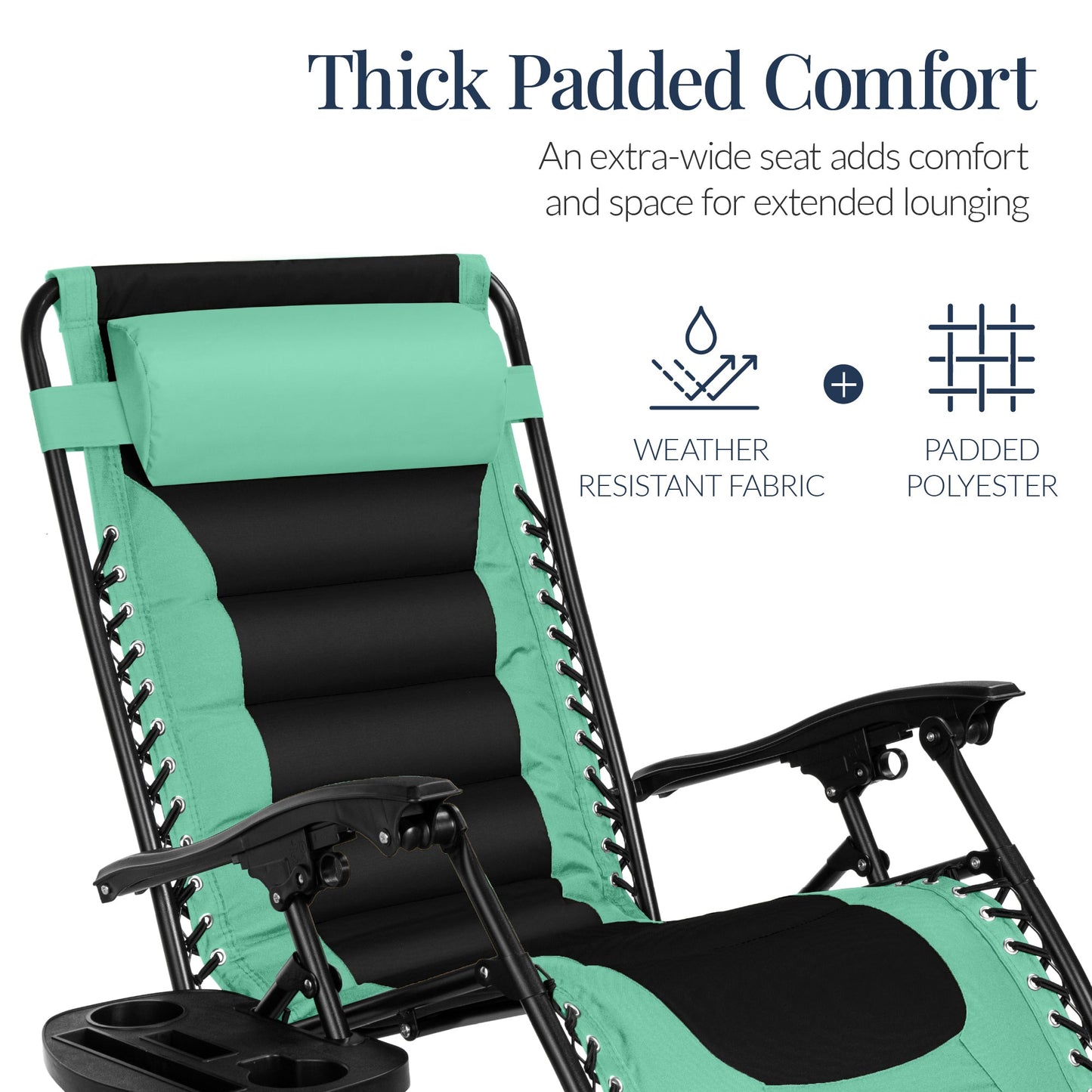 Oversized Padded Zero Gravity Chair, Folding Recliner w/ Headrest, Side Tray