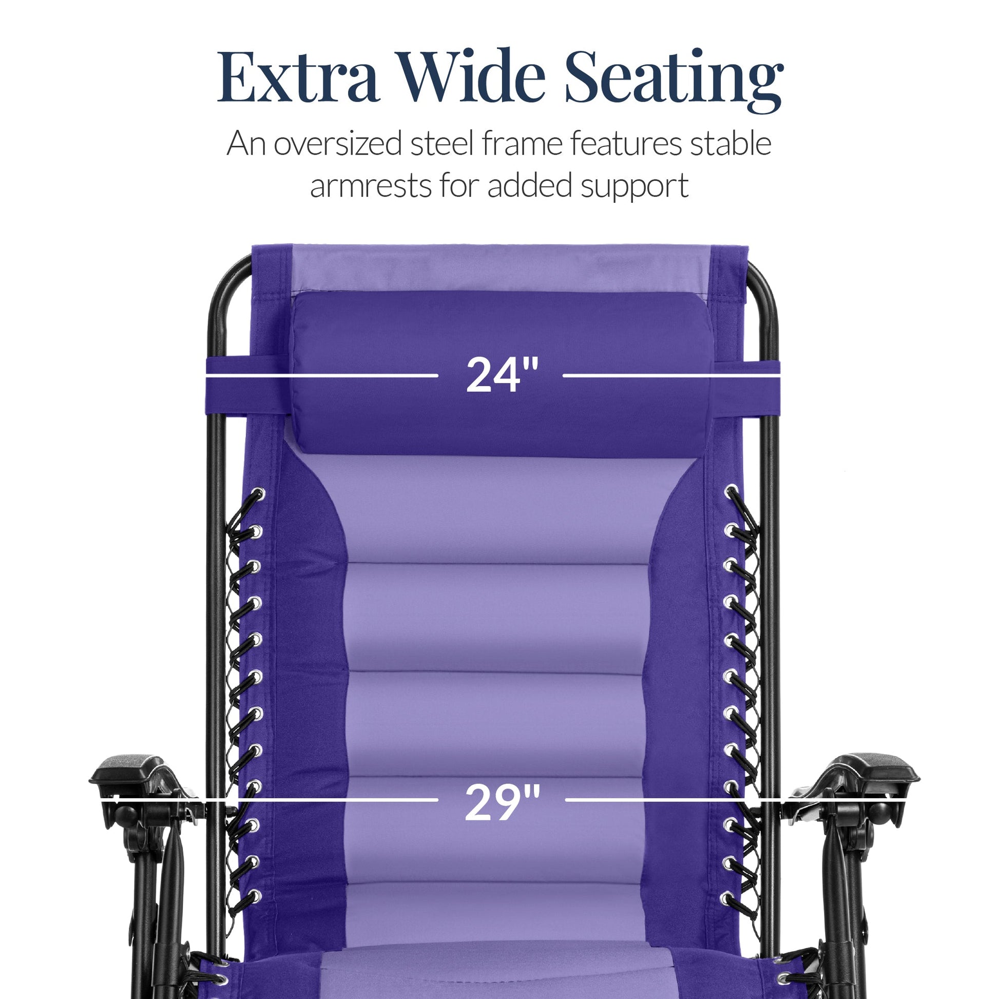 Oversized Padded Zero Gravity Chair, Folding Recliner w/ Headrest, Side Tray