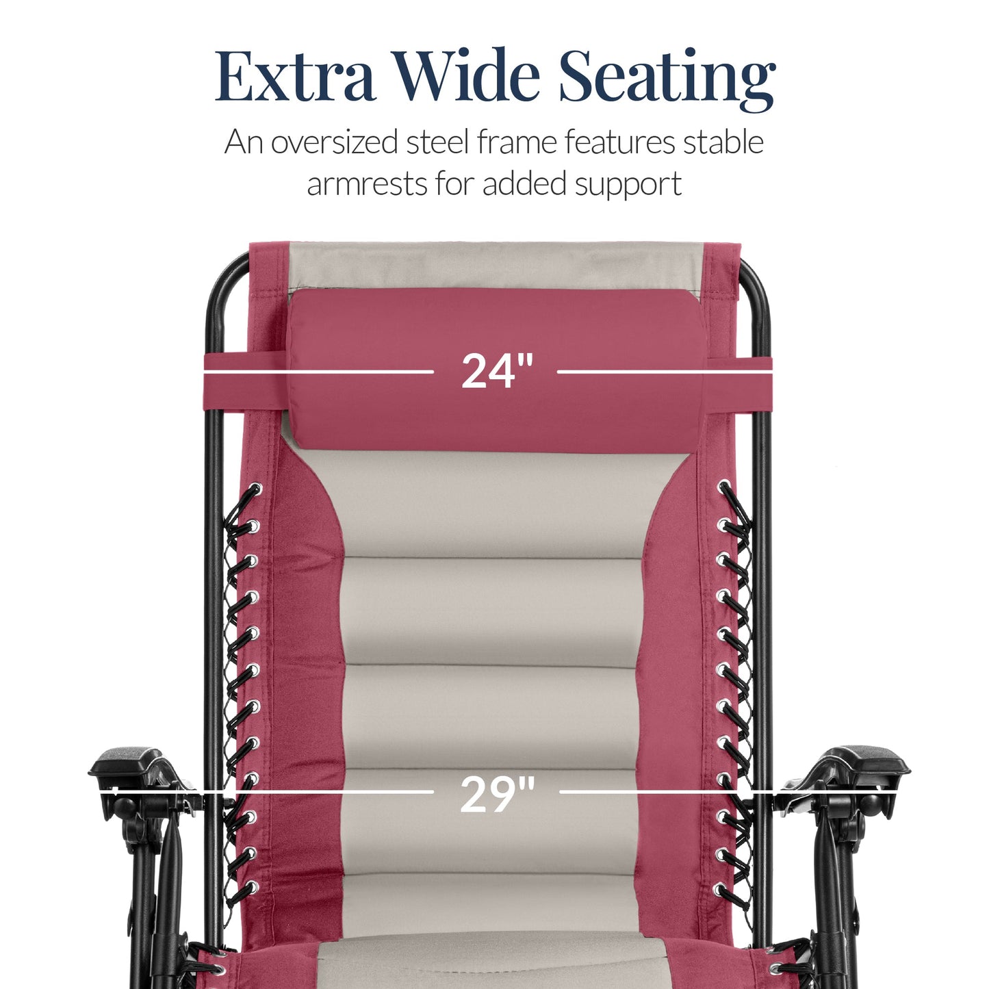 Oversized Padded Zero Gravity Chair, Folding Recliner w/ Headrest, Side Tray